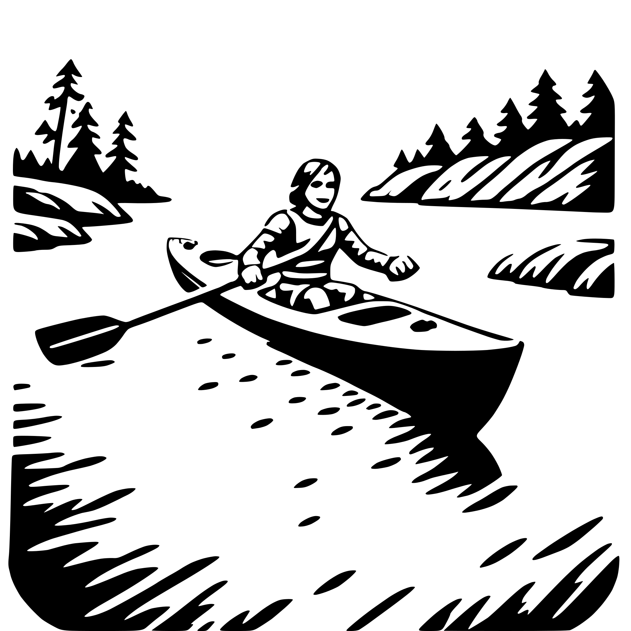 AI-generated SVG of 'kayaking through rapids'