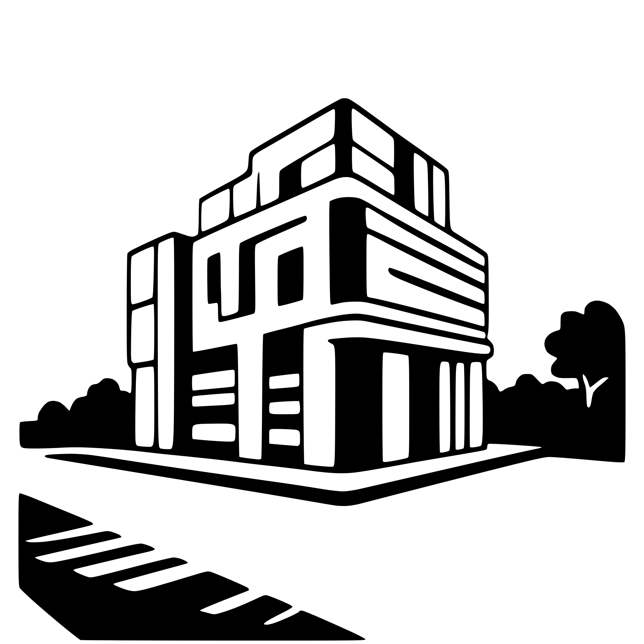 AI-generated SVG of a perspective view of a building and the entry on the right side