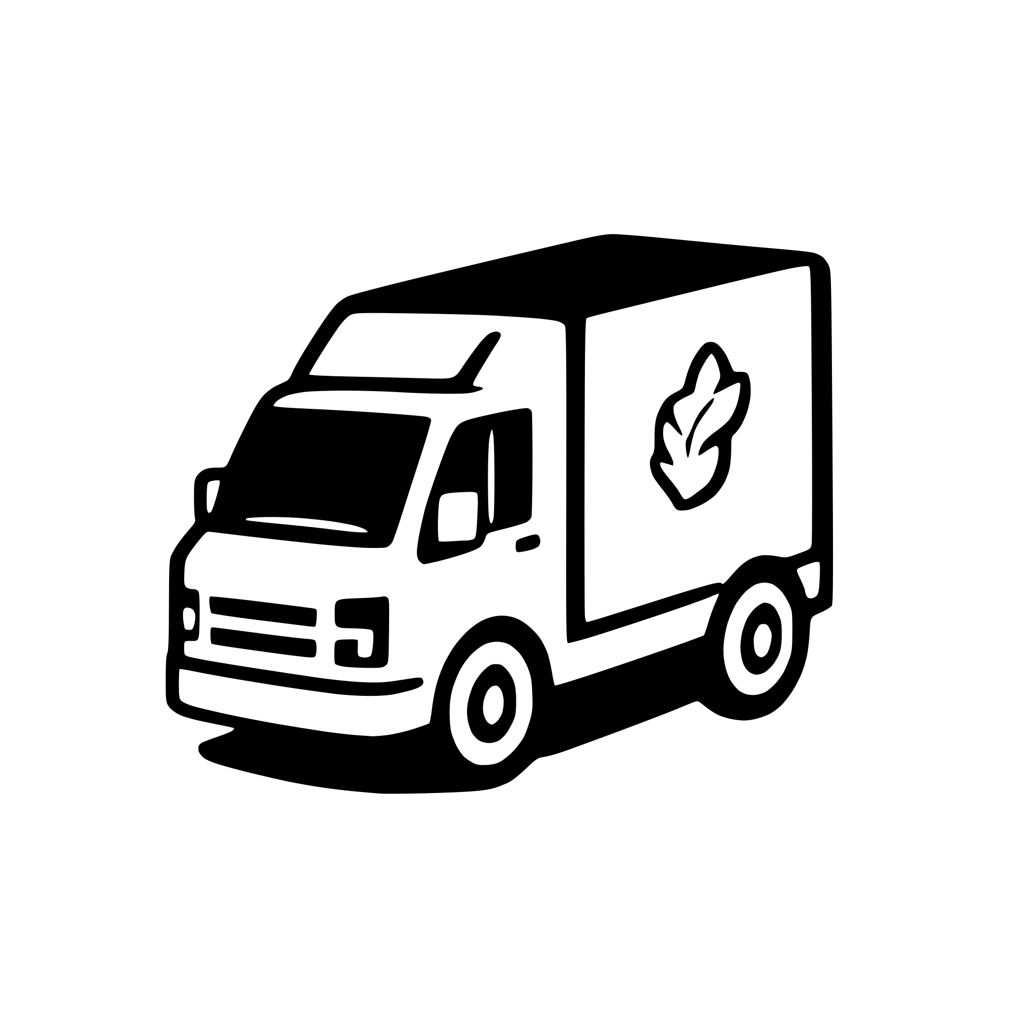 AI-generated SVG of a a truck or a van of a moving company, a profile keep it rounded and simple