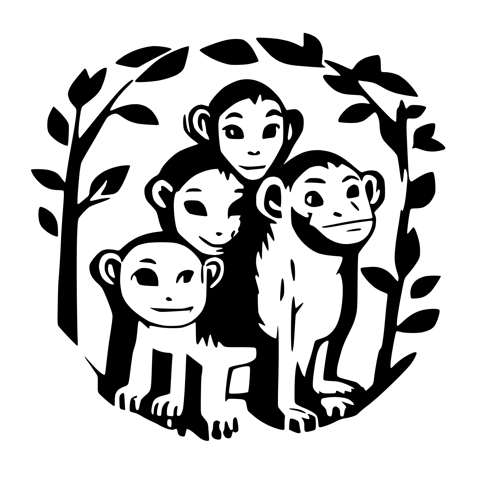 AI-generated SVG of a One monkey with three heads