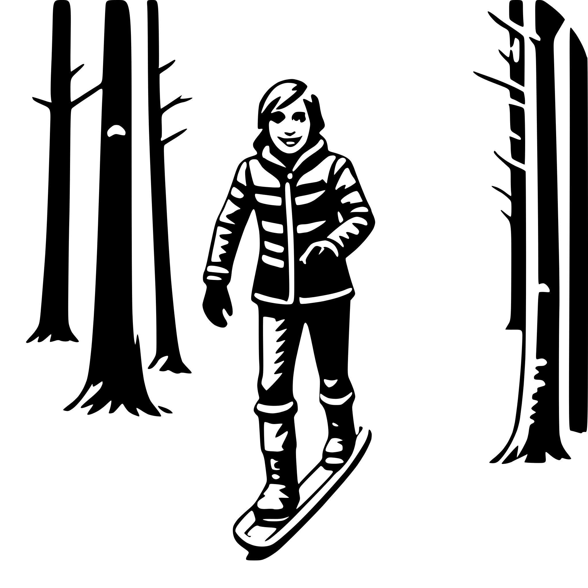 AI-generated SVG of a snowshoeing in woods