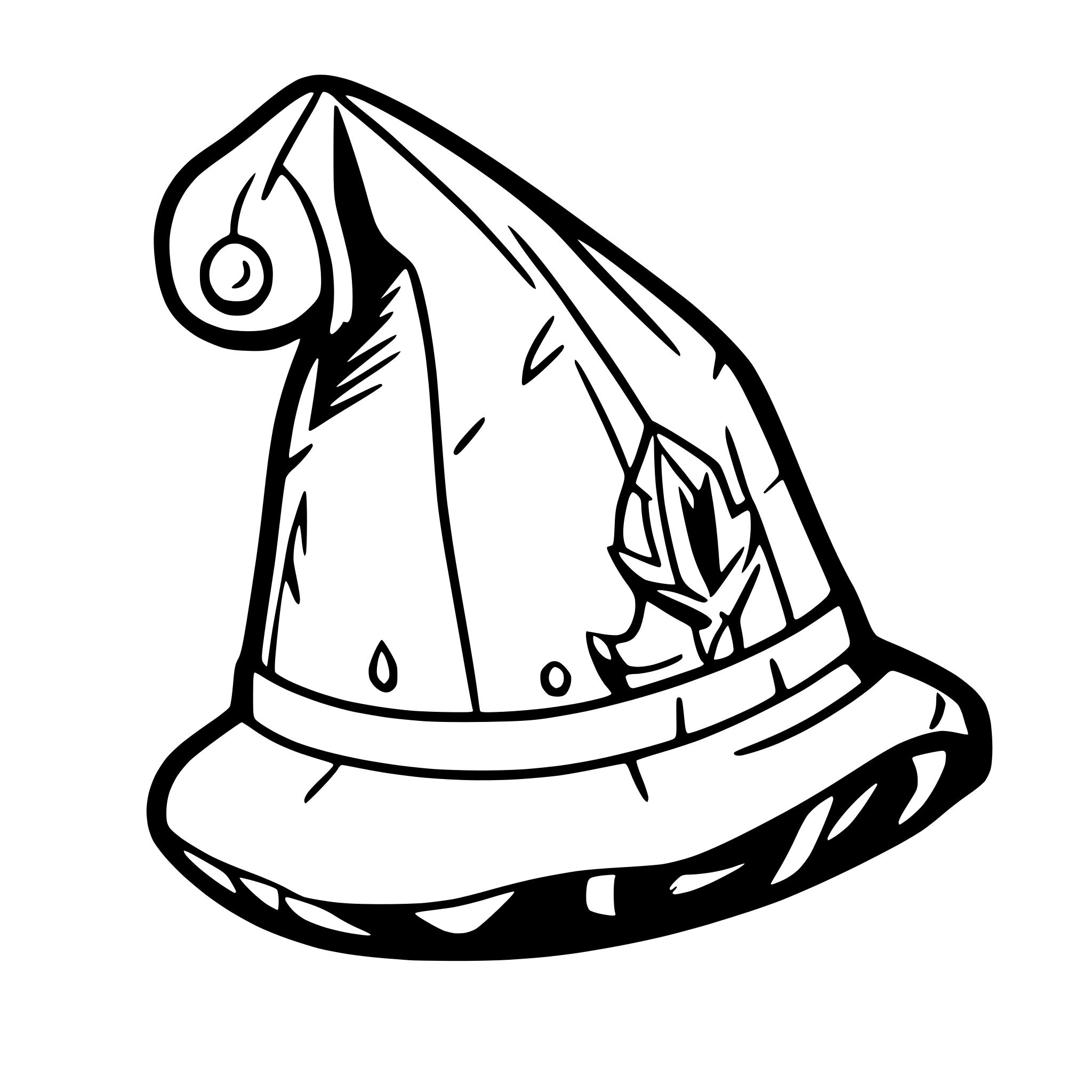 AI-generated SVG of 'Court jester hat with bells'