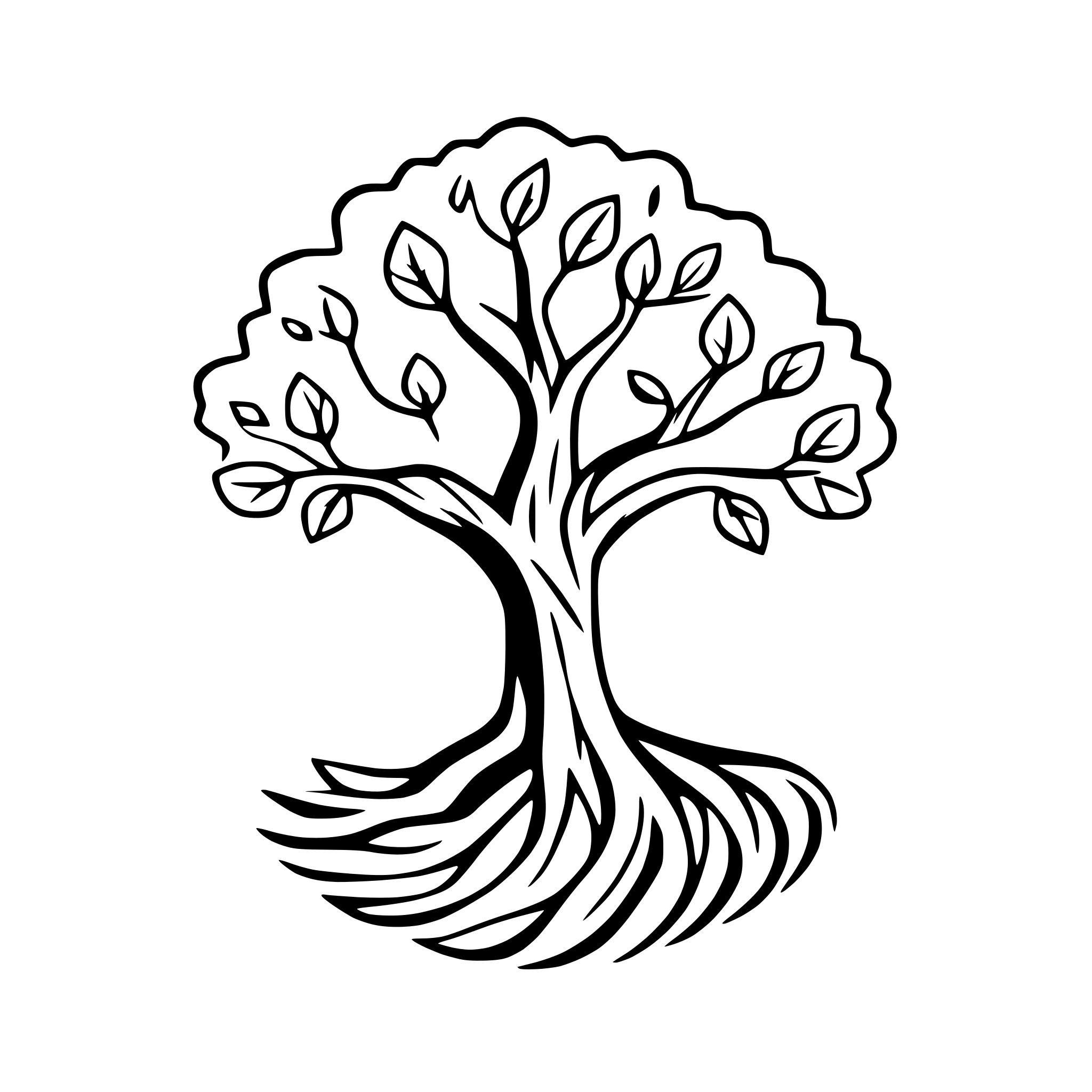 AI-generated SVG of a tree of life with roots
