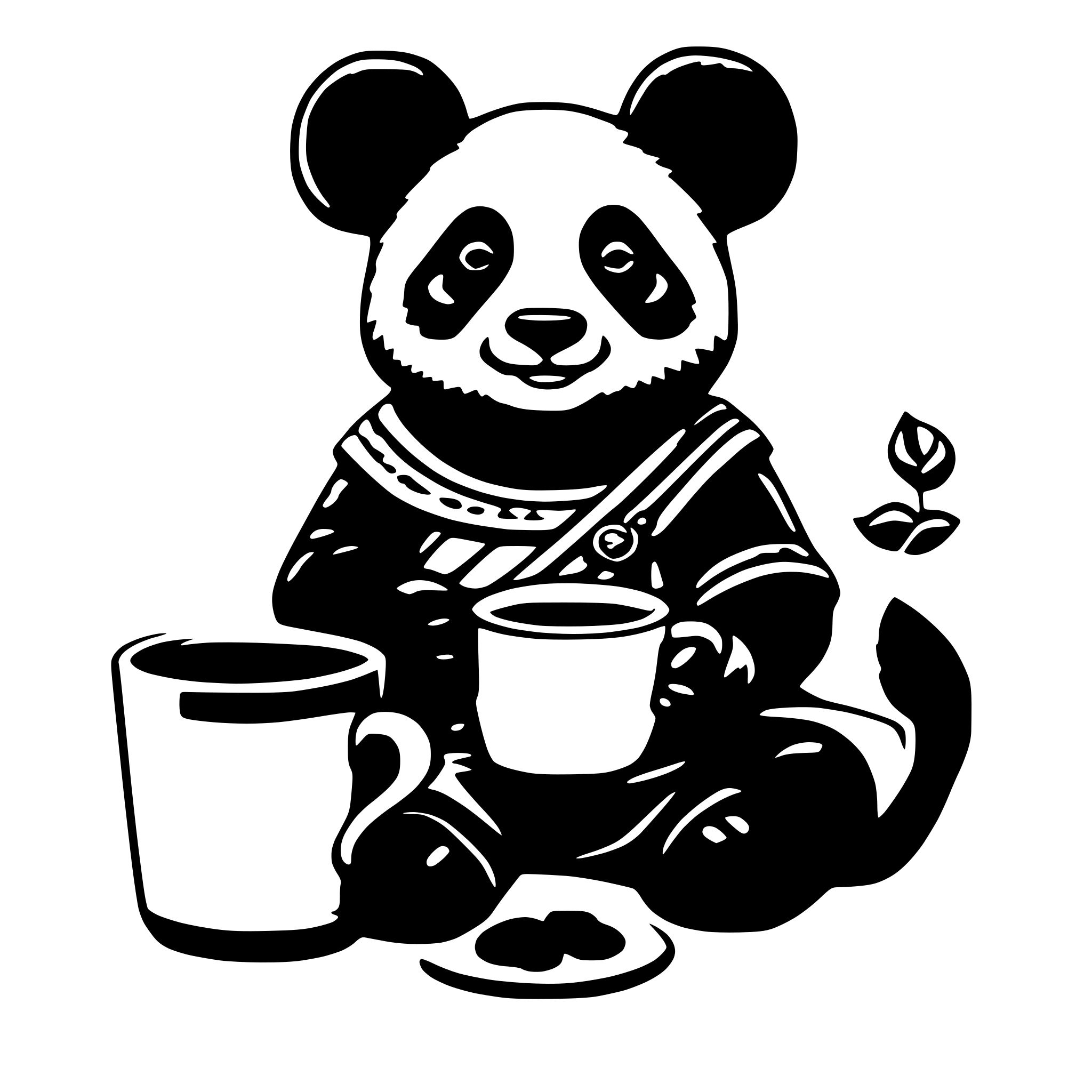 AI-generated SVG of 'Viking panda with coffee'