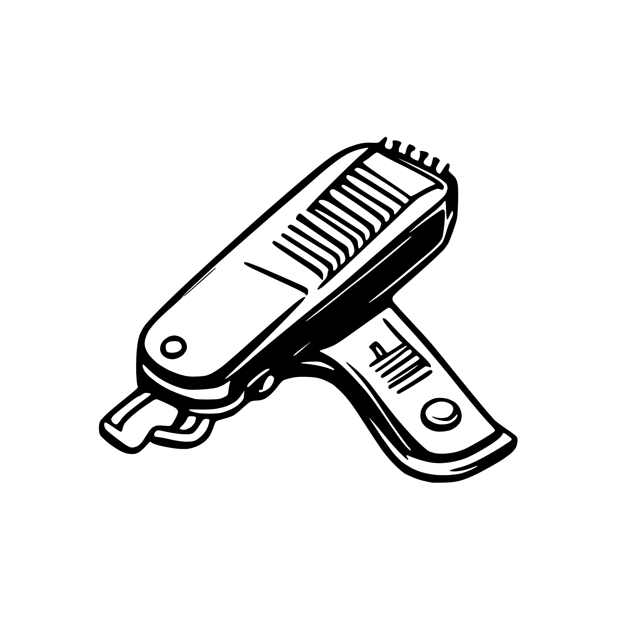 AI-generated SVG of a Sharpening hair clippers with a sharpening stone