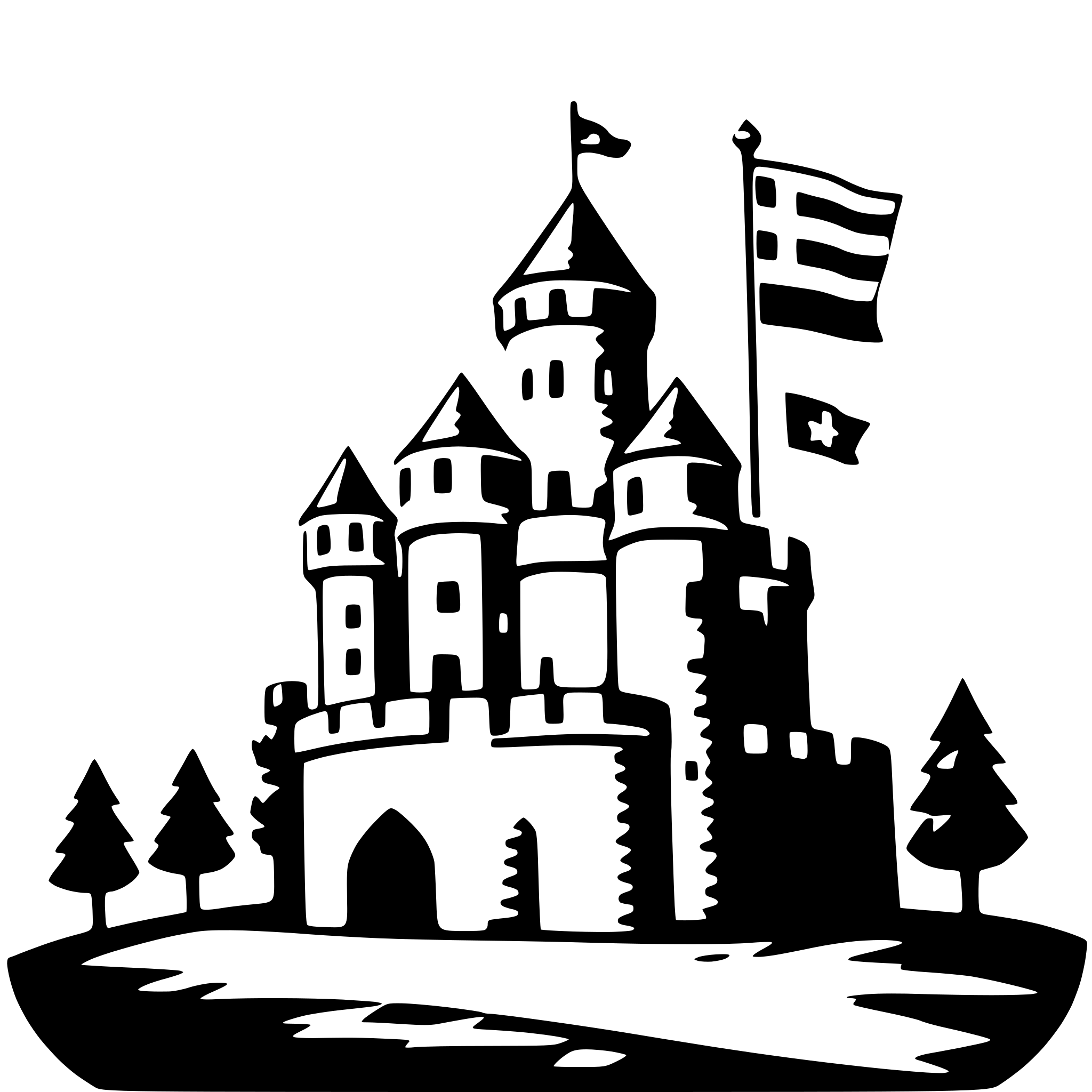 AI-generated SVG of 'castle with flags'