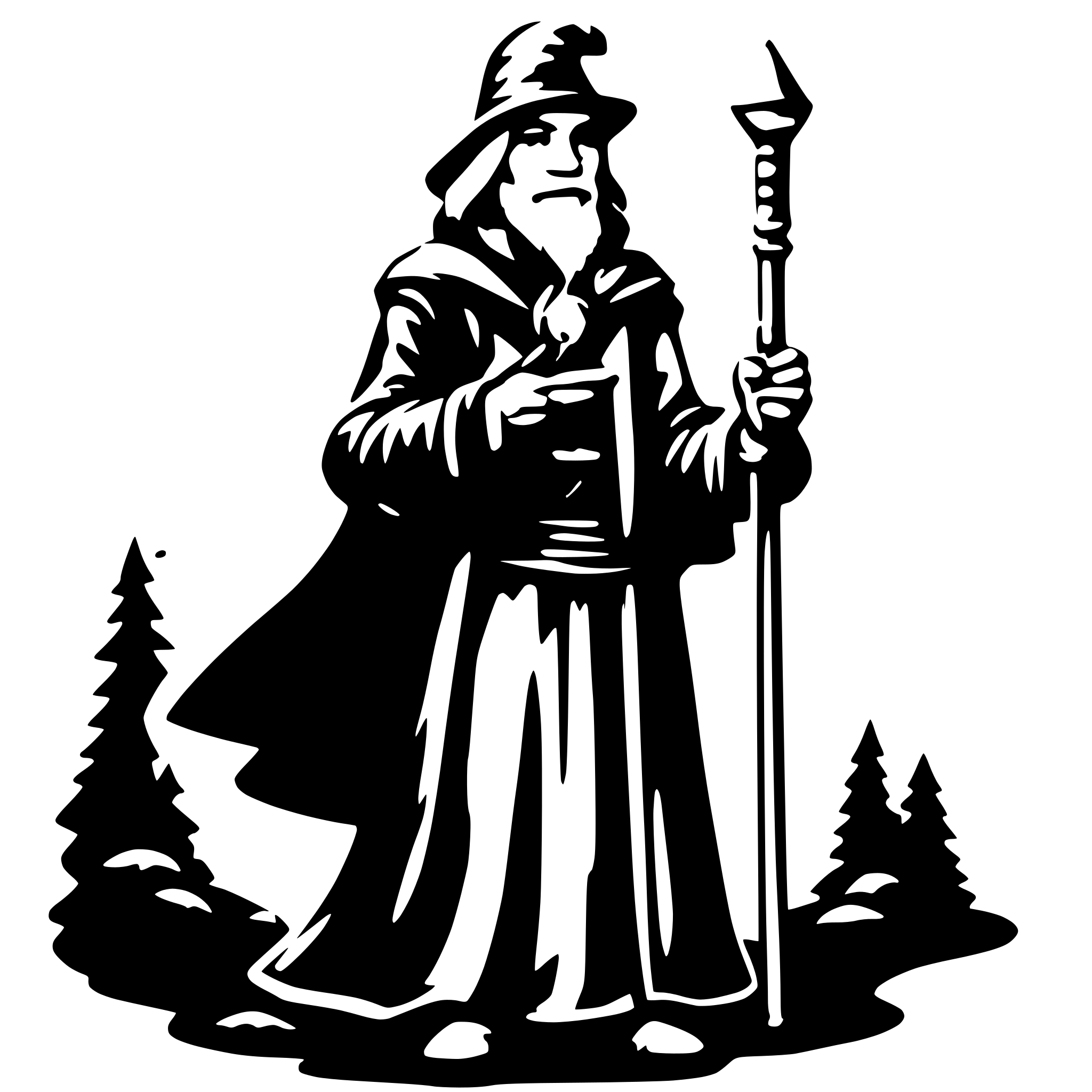 AI-generated SVG of 'wizard holding a magic wand'
