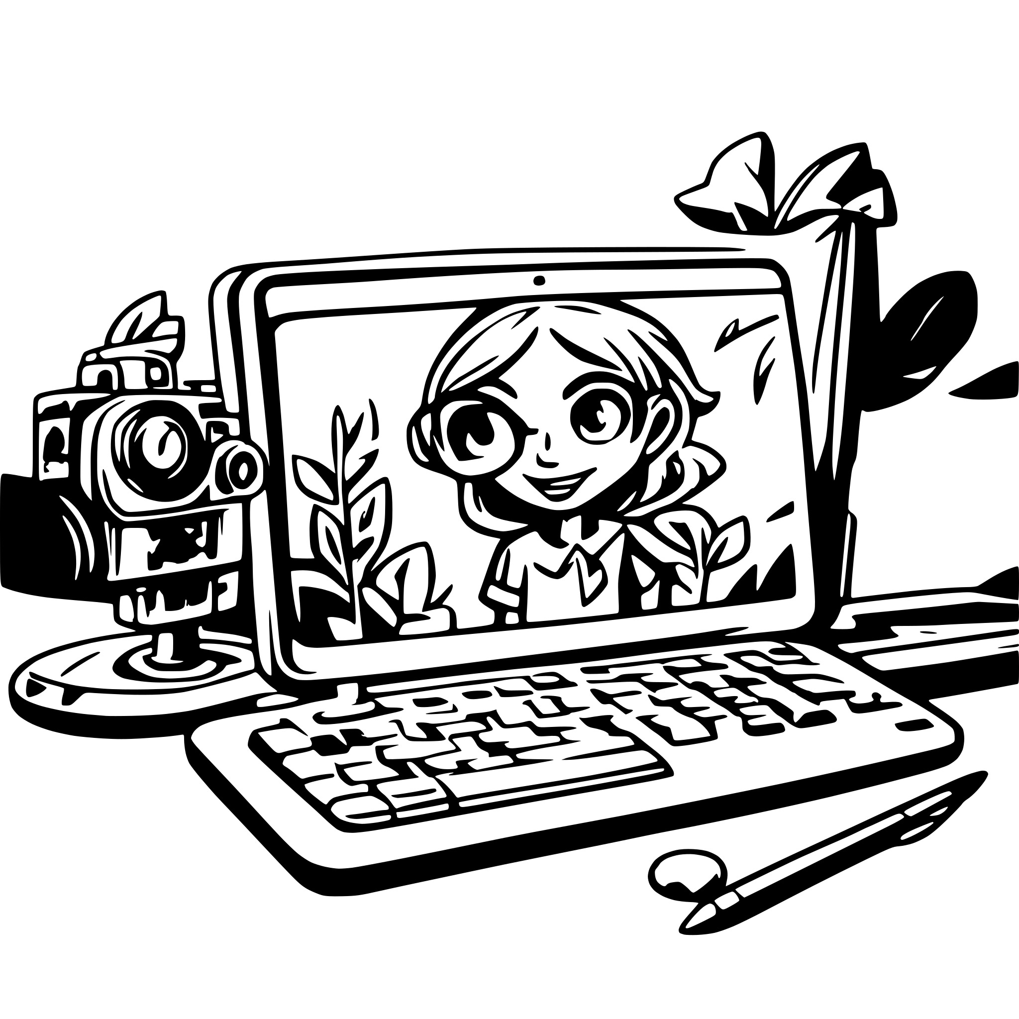 AI-generated SVG of a detail rich graphics of video editor suite with cut and color grading page for a website based on videography