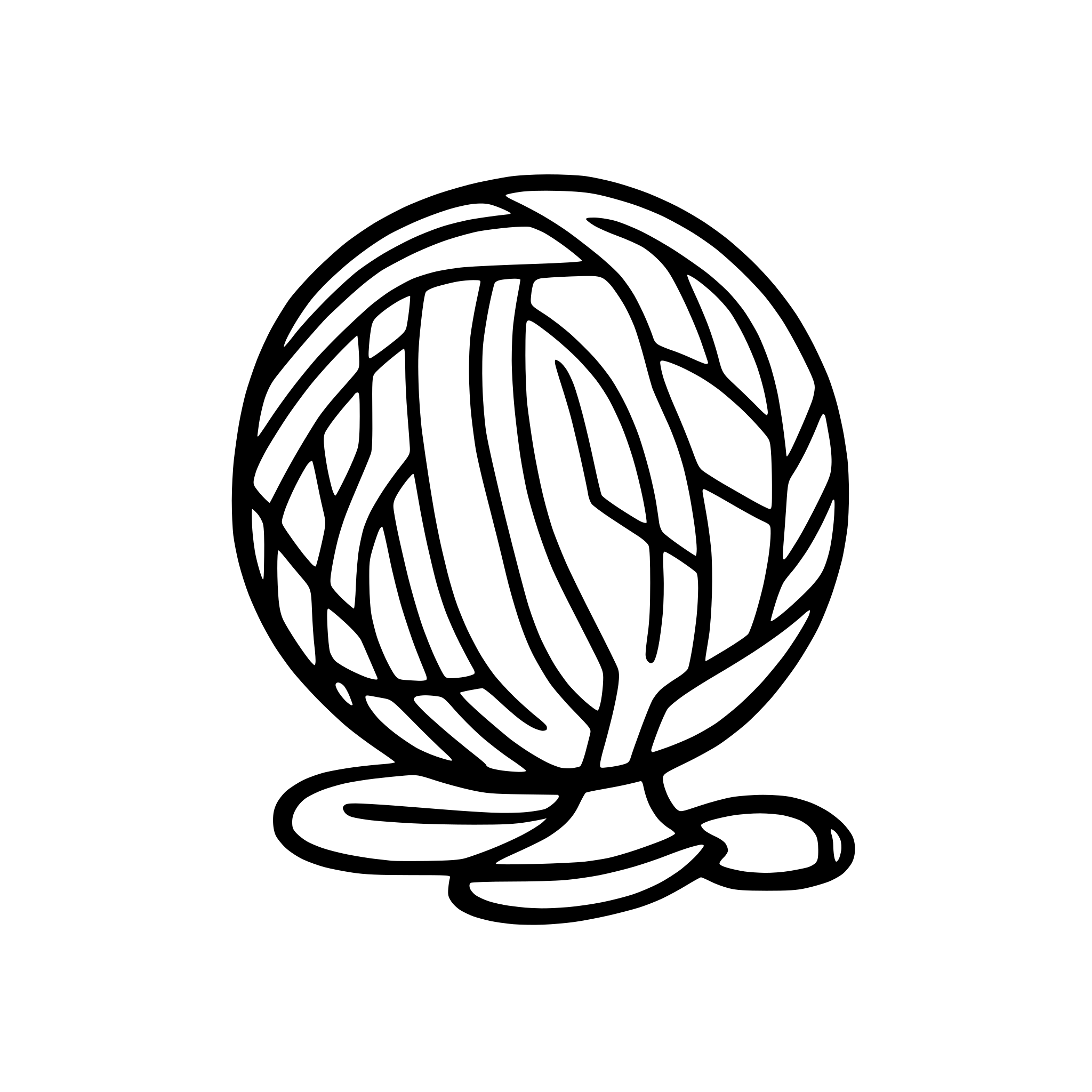 AI-generated SVG of a Yarn ball line art for logo use #F7ACCF color