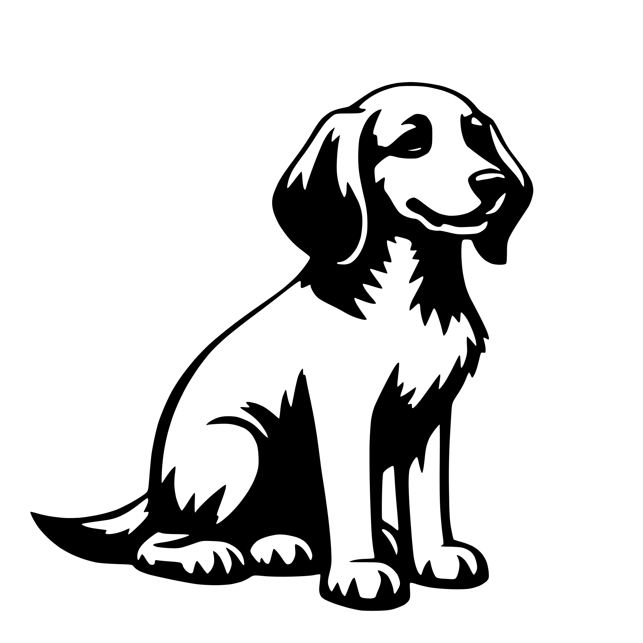 AI-generated SVG of 'dog with wagging tail'