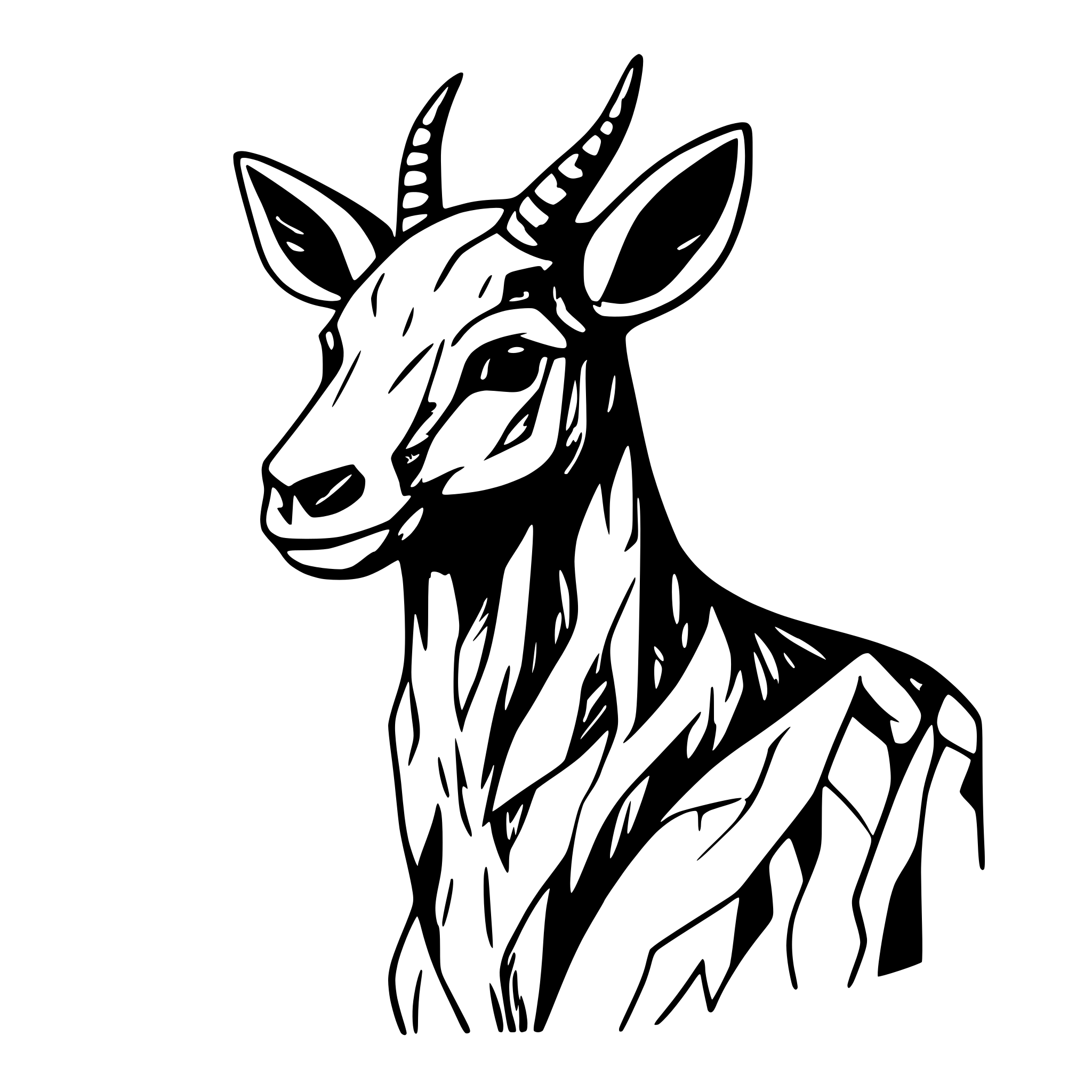 SVG Bundle for 'scientific line drawing of a chamois, full frame' | AI ...