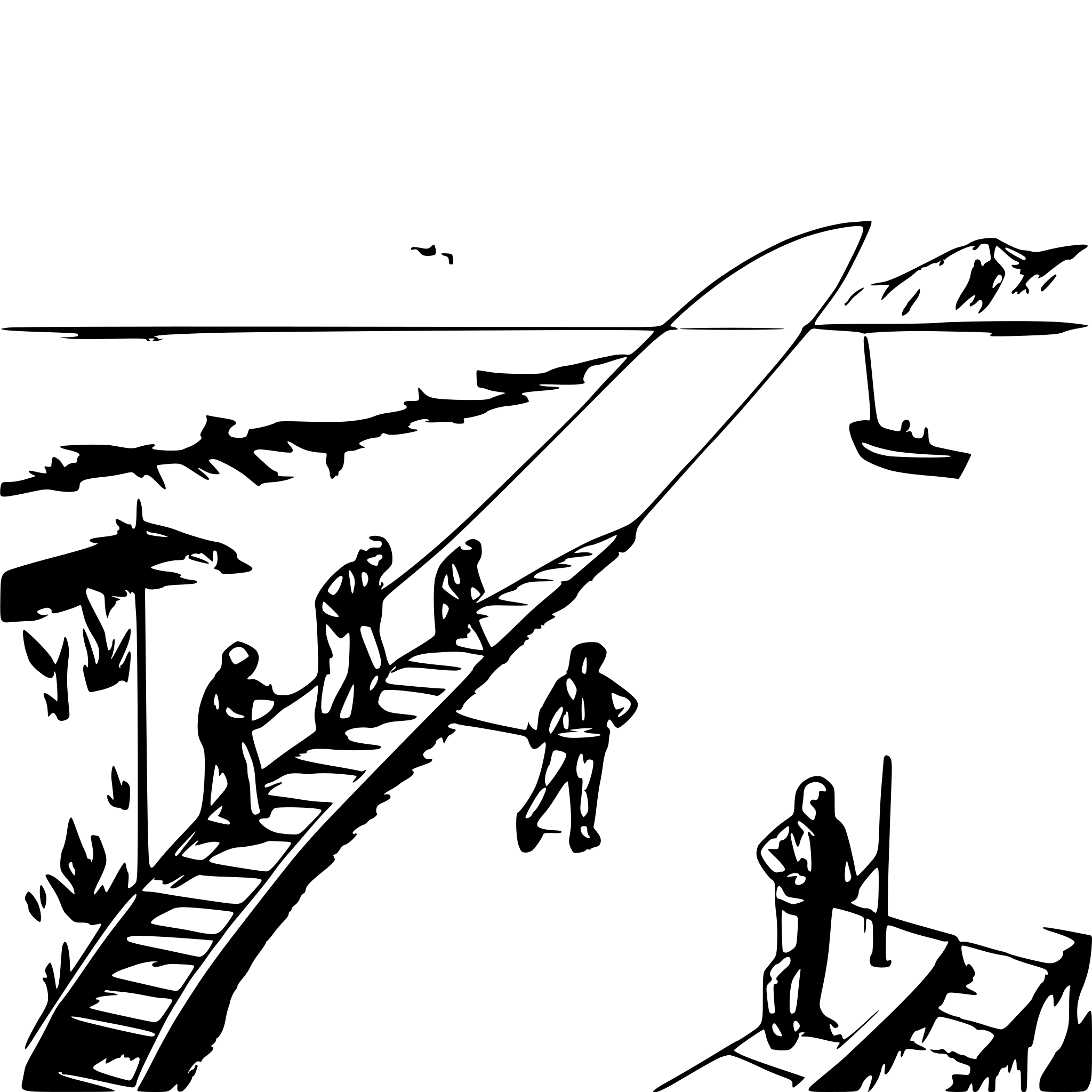 AI-generated SVG of a people fishing in the ocean