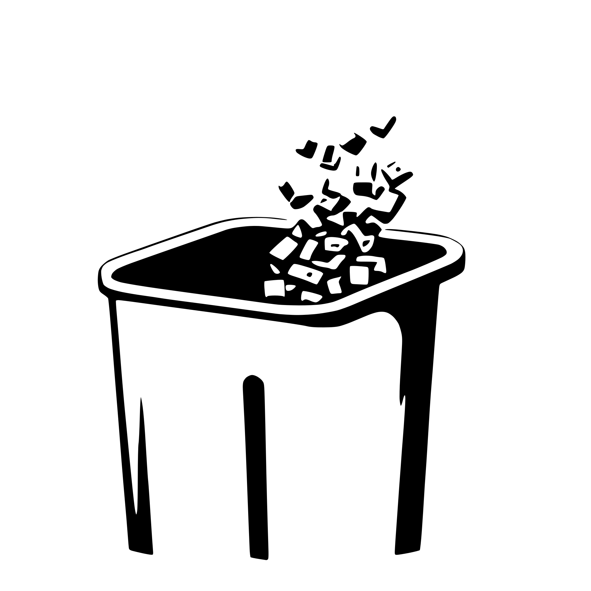 AI-generated SVG of 'data nodes entering a trash bin'