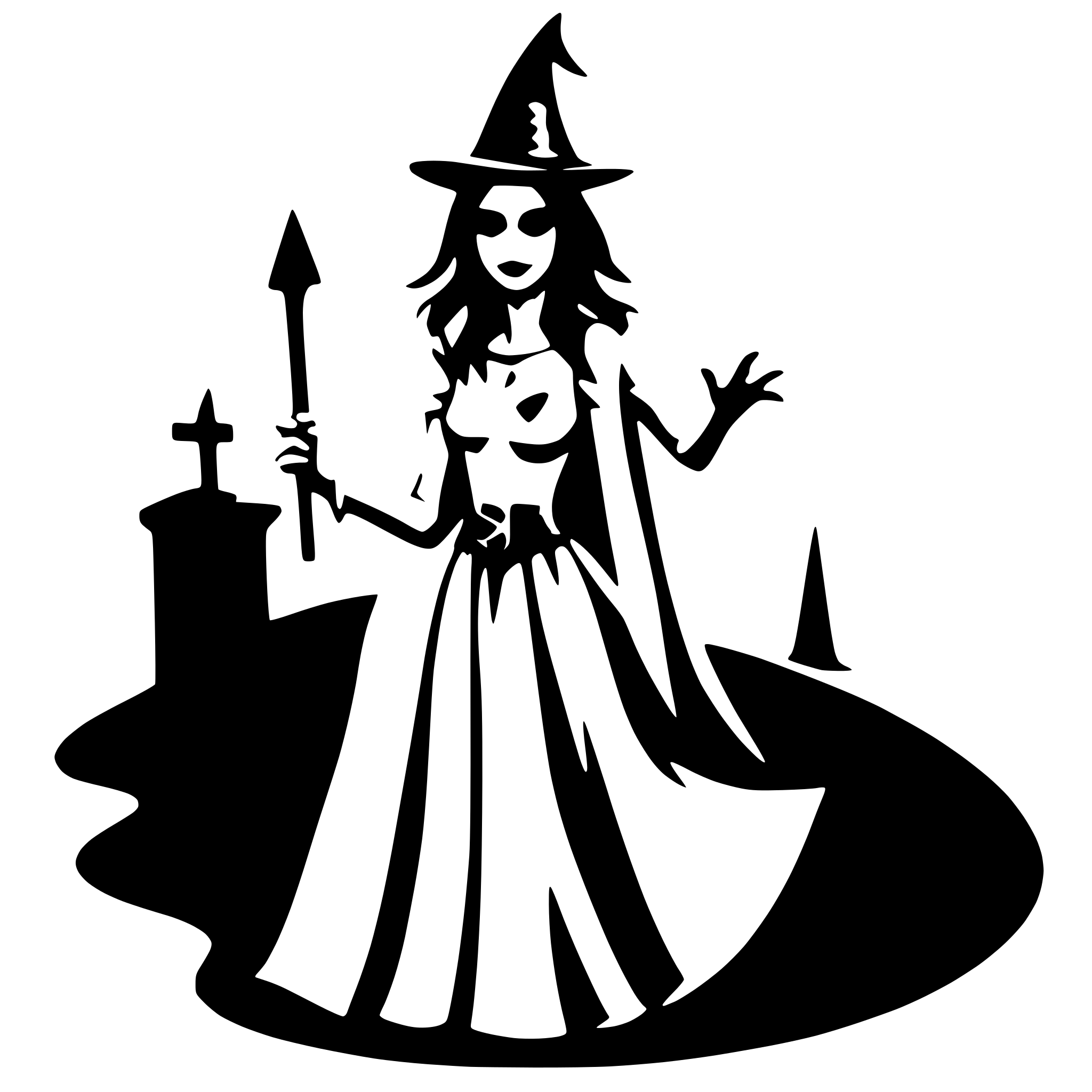 AI-generated SVG of 'Spookey Witch on a proom'