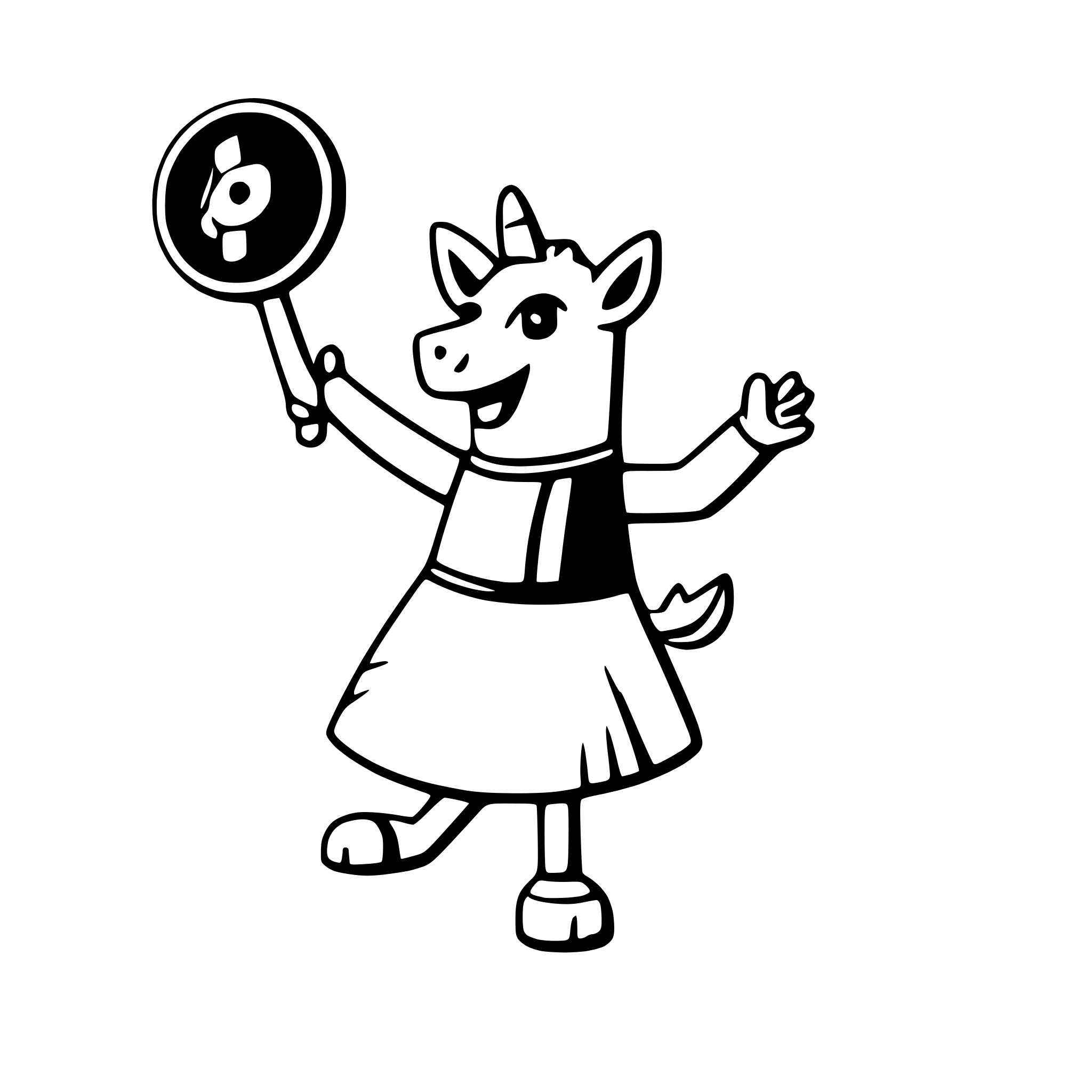 AI-generated SVG of a a dancing llama with a tambourine