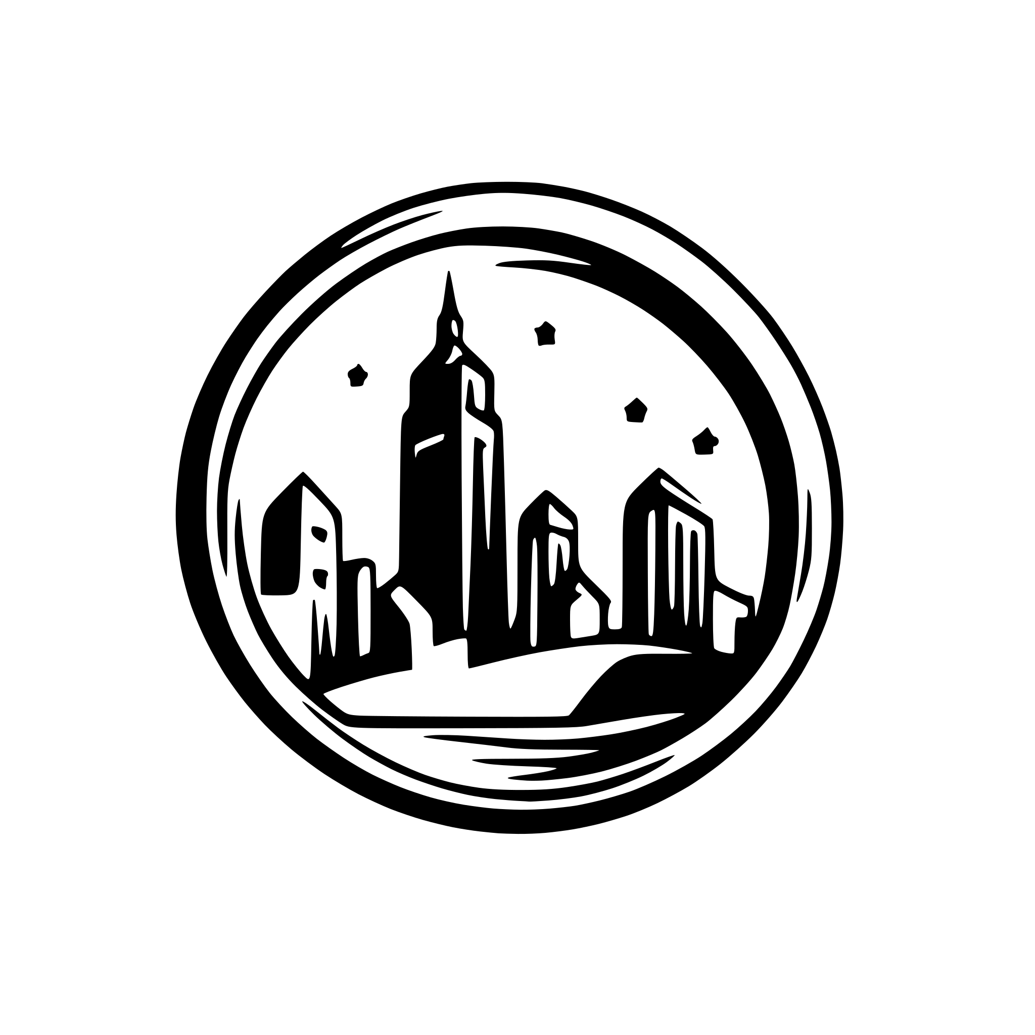 AI-generated SVG of 'Riga skyline silhouette logo style'