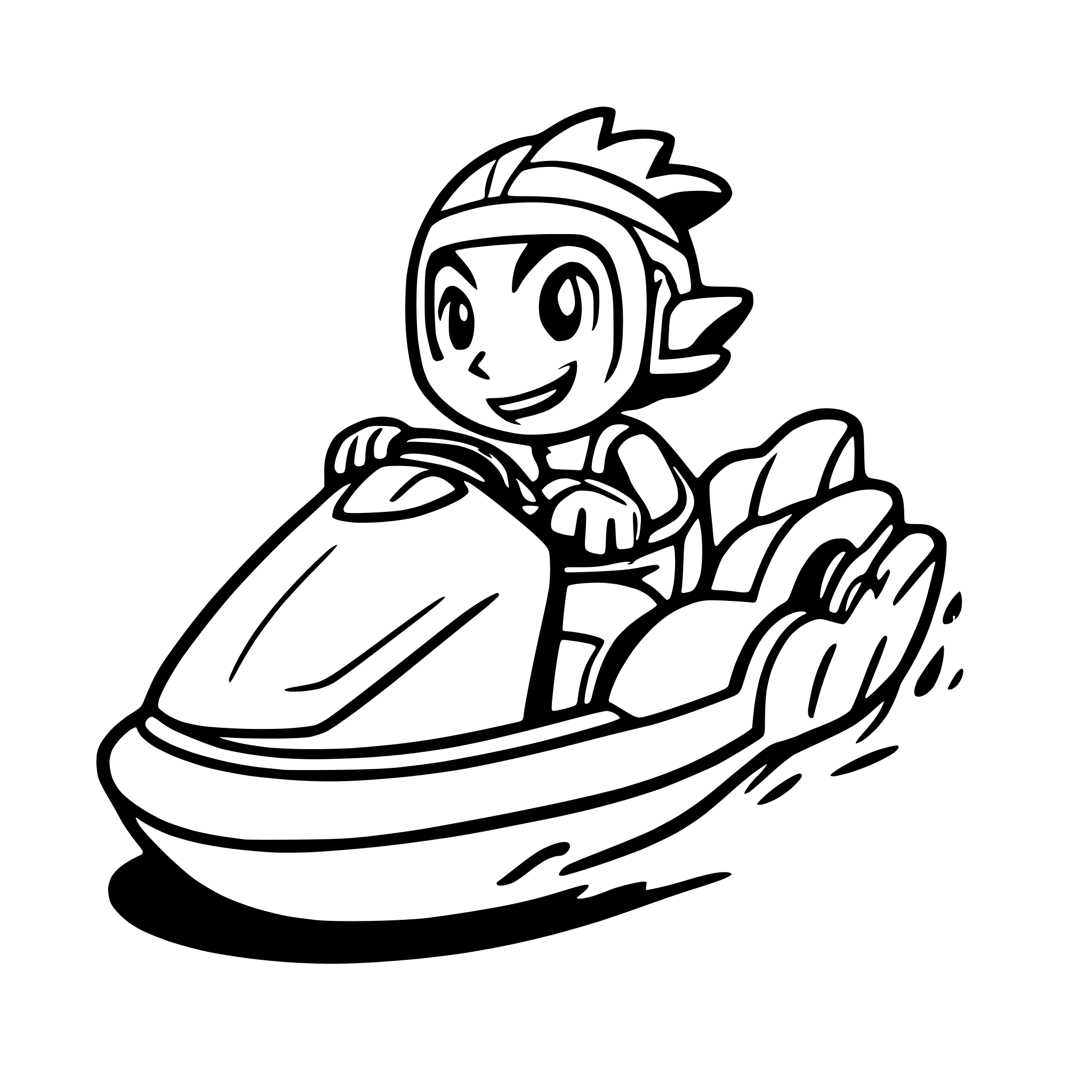 AI-generated SVG of a yoshi racing a seadoo fast in the style of mariokart game