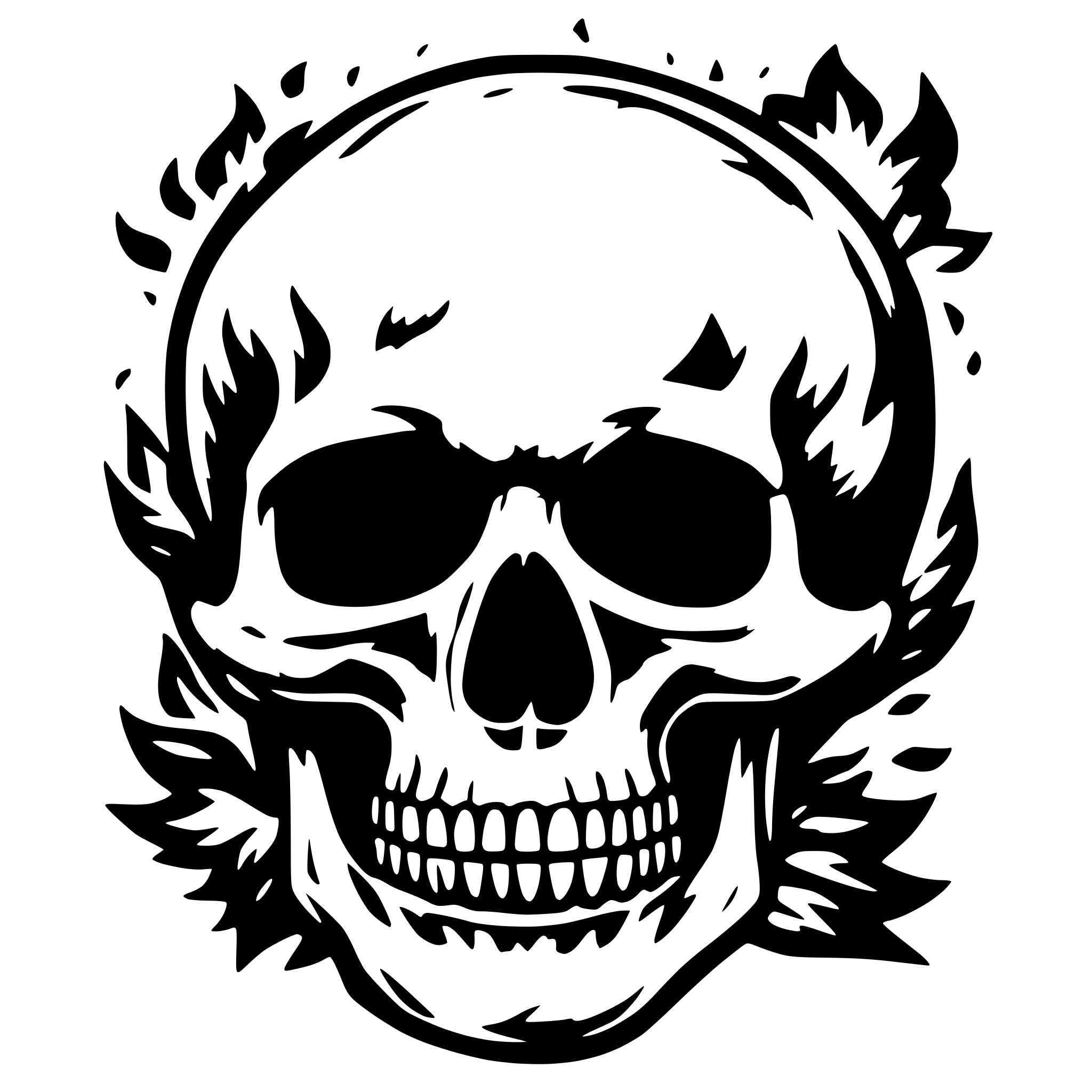 AI-generated SVG of a planet earth as a skull, on fire