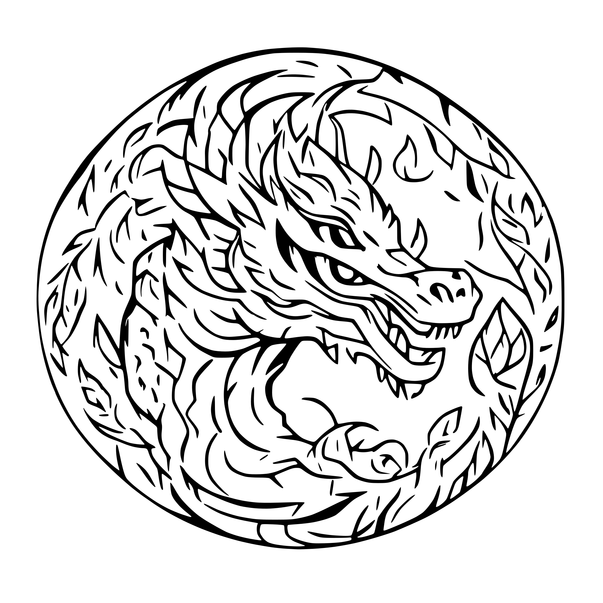 AI-generated SVG of 'Chinese dragon inside a circle'