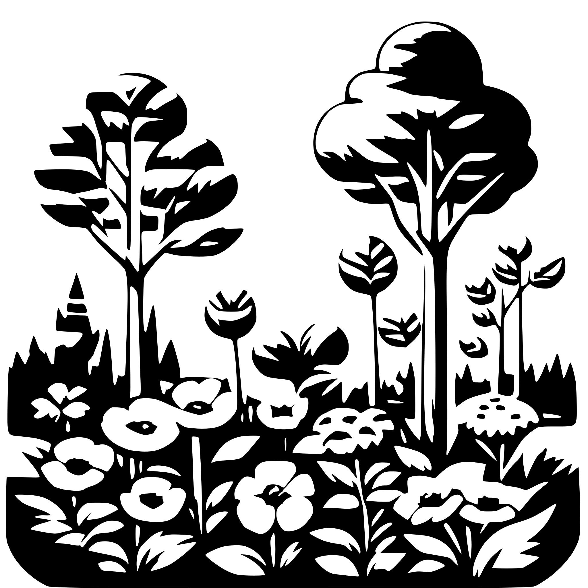 AI-generated SVG of 'group of flowers and trees'