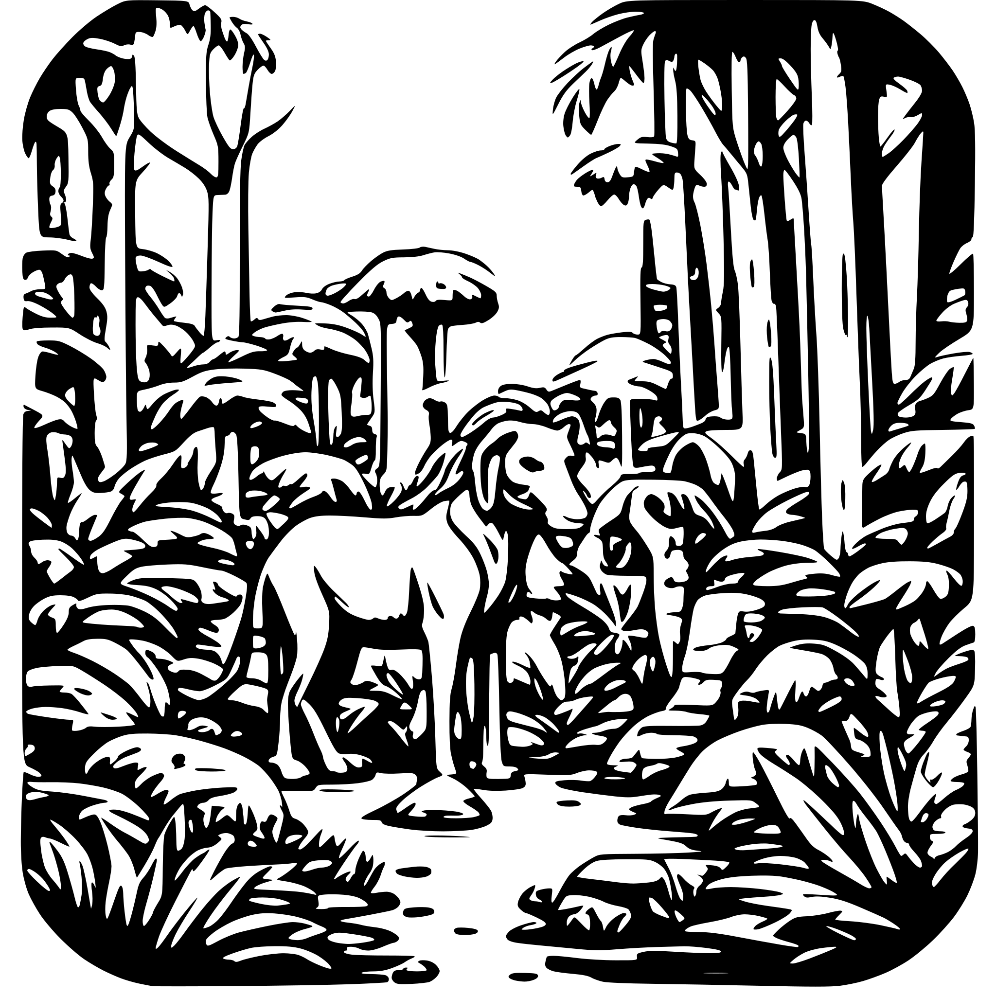 AI-generated SVG of a jungle animals ecosystem