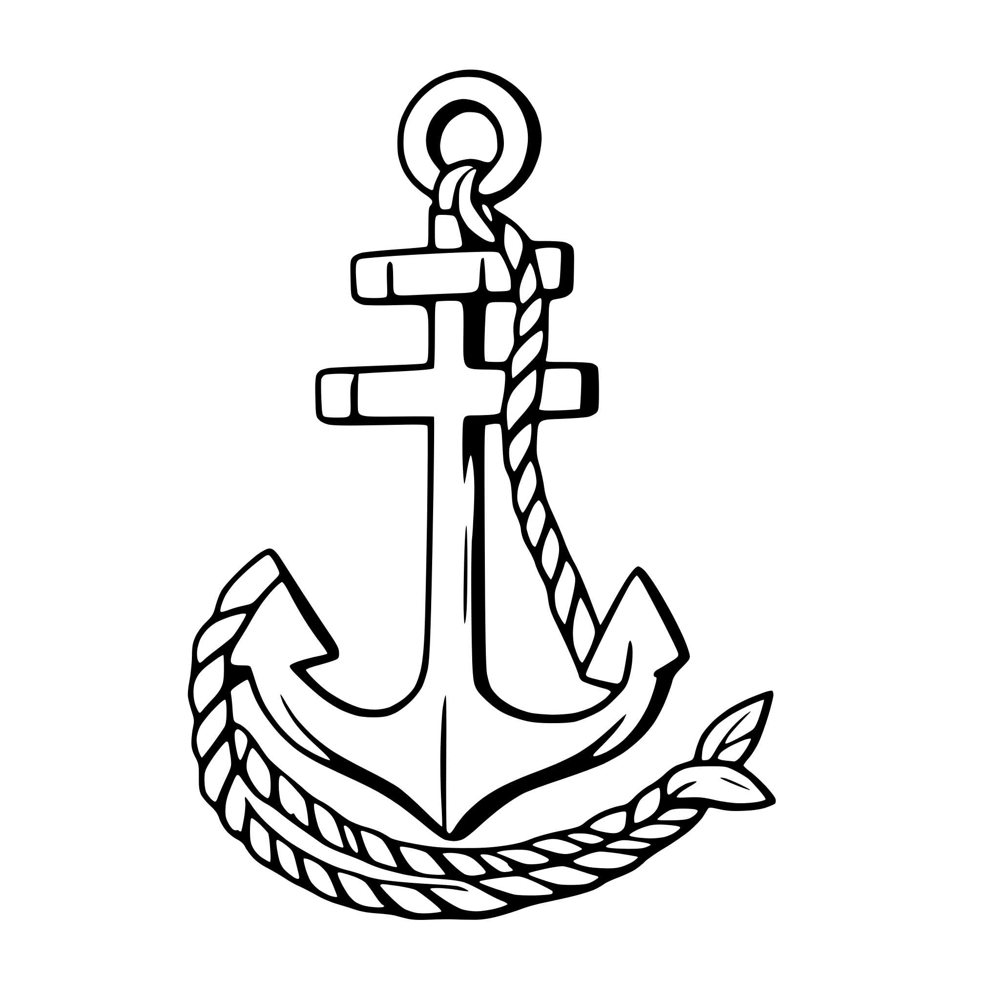 AI-generated SVG of a anchor with rope and waves