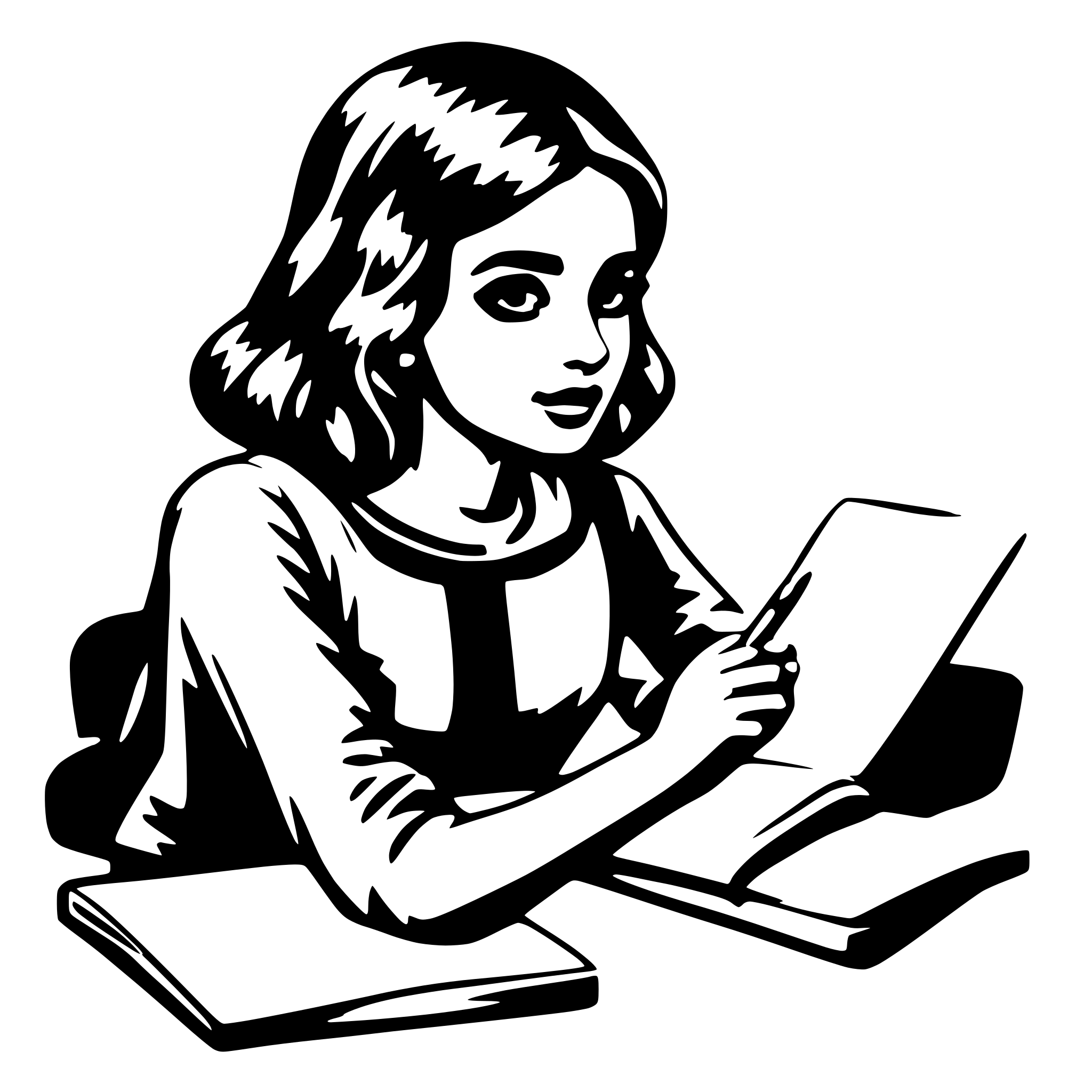 AI-generated SVG of 'girl studying'
