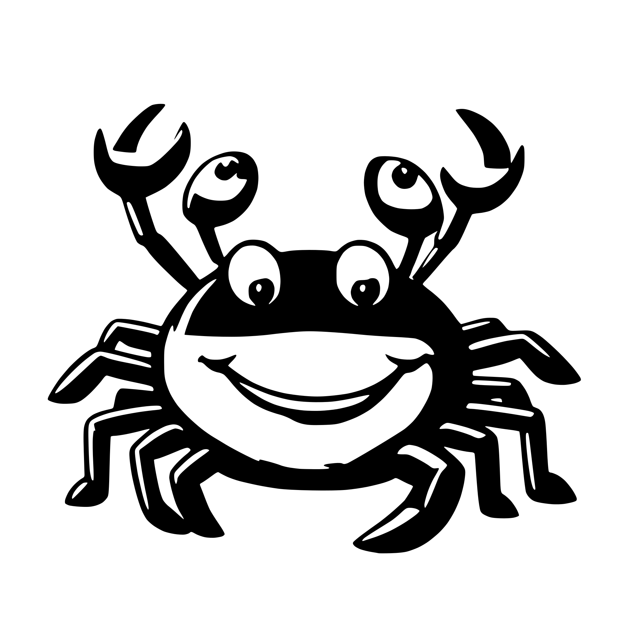 AI-generated SVG of a cute crab smiling