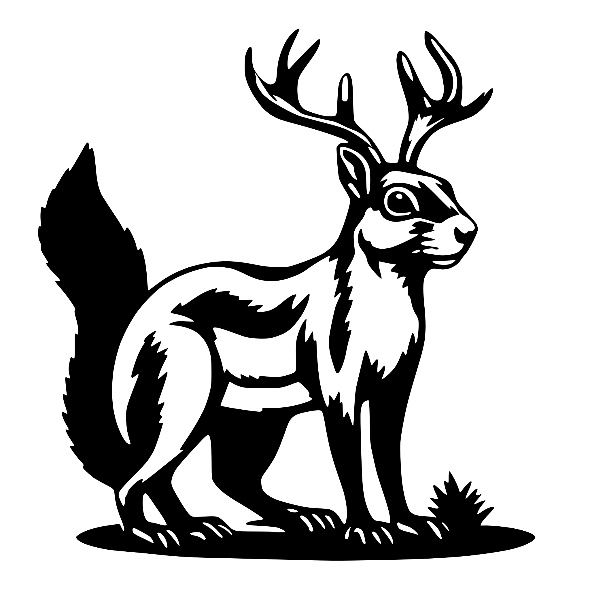 AI-generated SVG of a squirrel with mule deer antlers