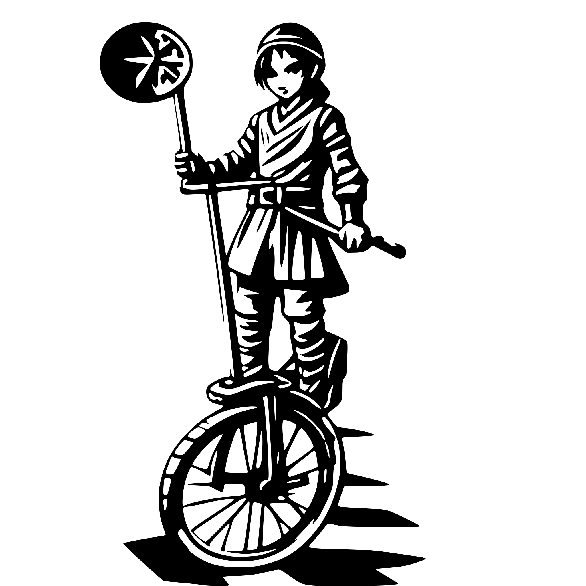 AI-generated SVG of 'samurai riding a unicycle'