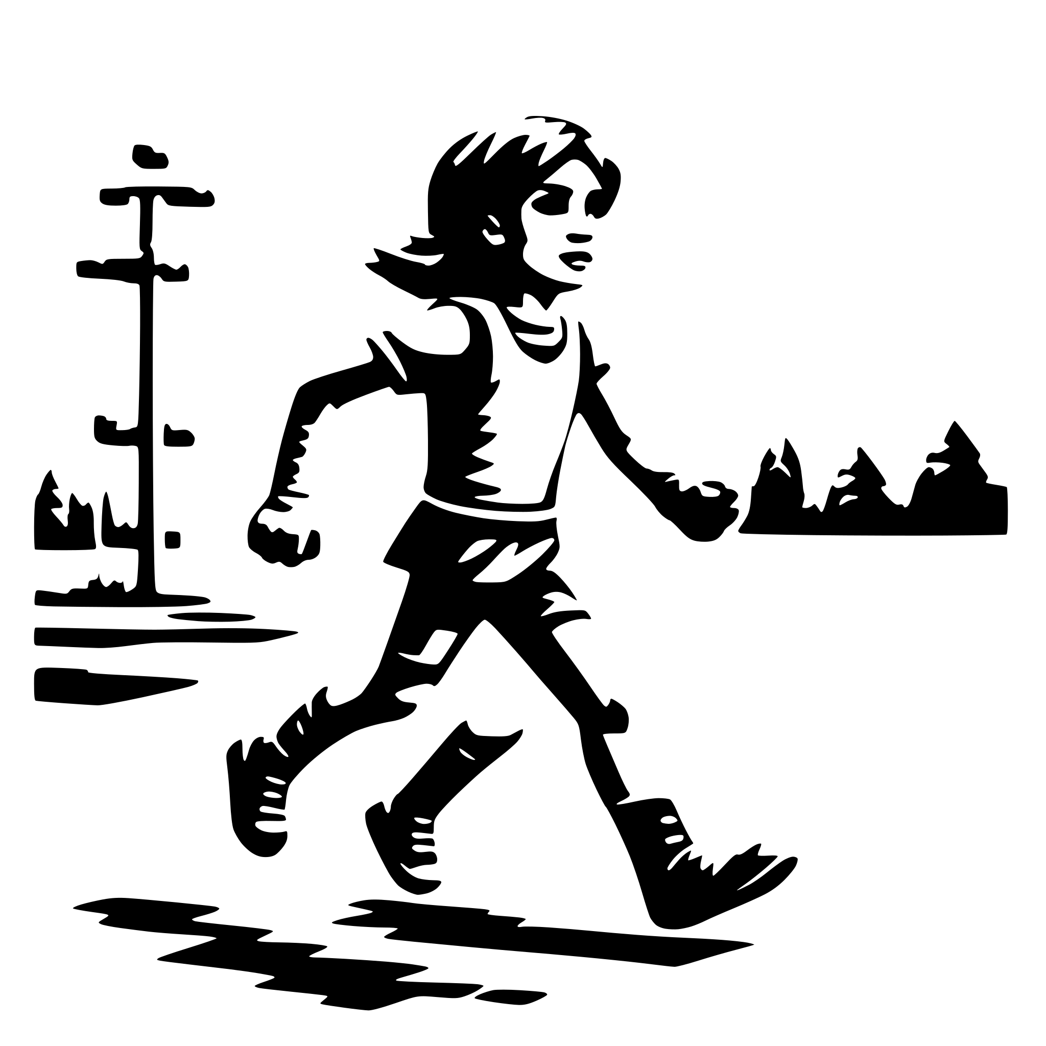 AI-generated SVG of 'A pixelled boy running from left to right'