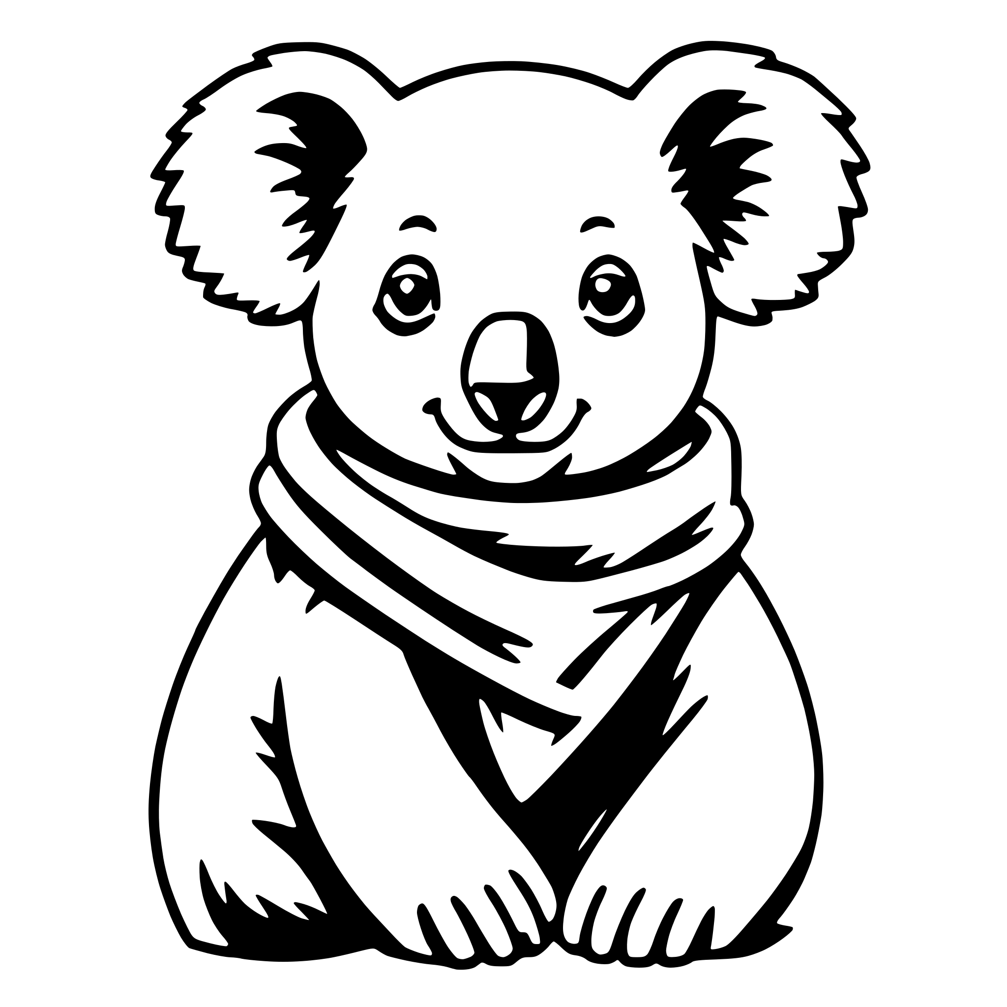 AI-generated SVG of 'koala with scarf'