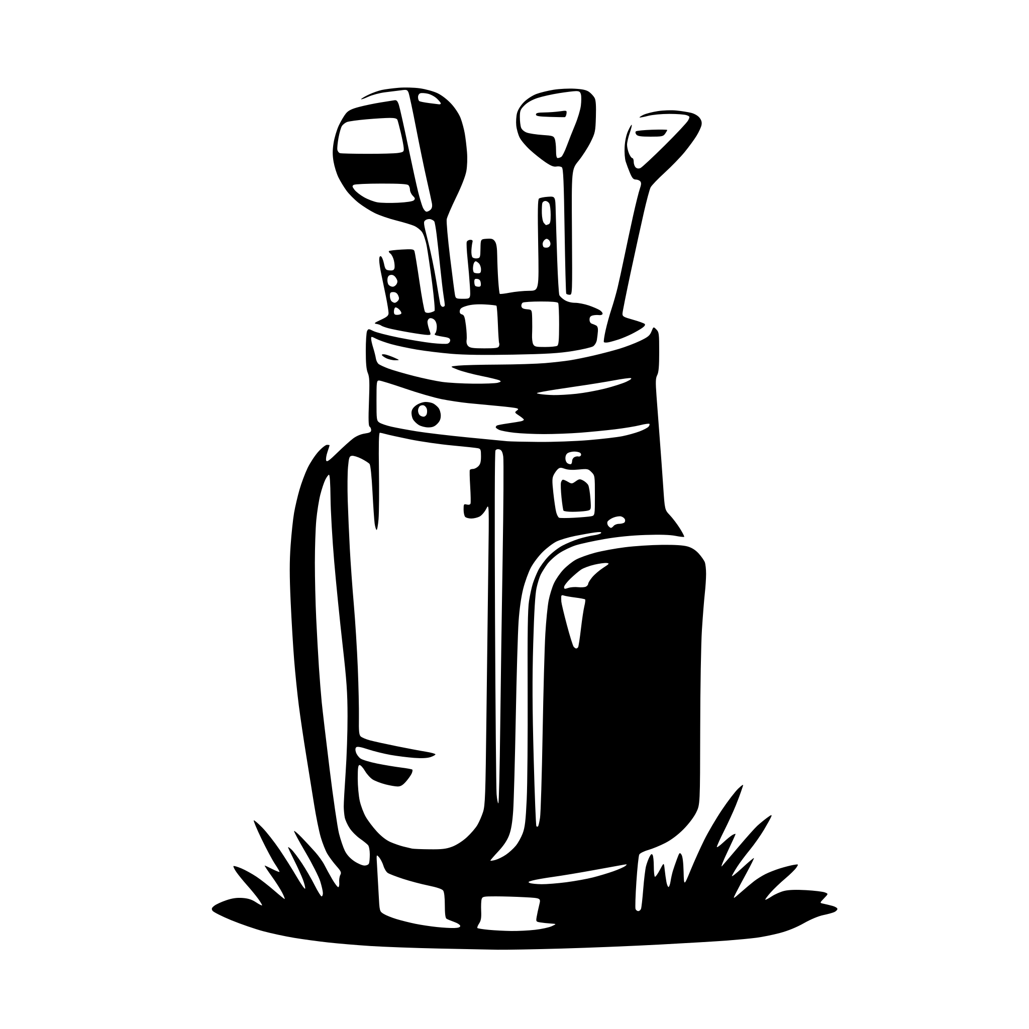 AI-generated SVG of 'golf bag with clubs'