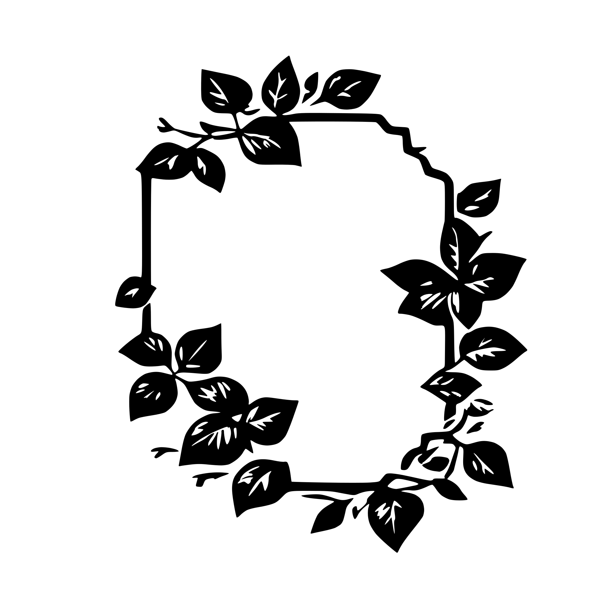 AI-generated SVG of 'i need ivy pattern to design small inviation card for wedding ceremony. Names would be on the center of the card. Patter would be around the periphery of the card.'