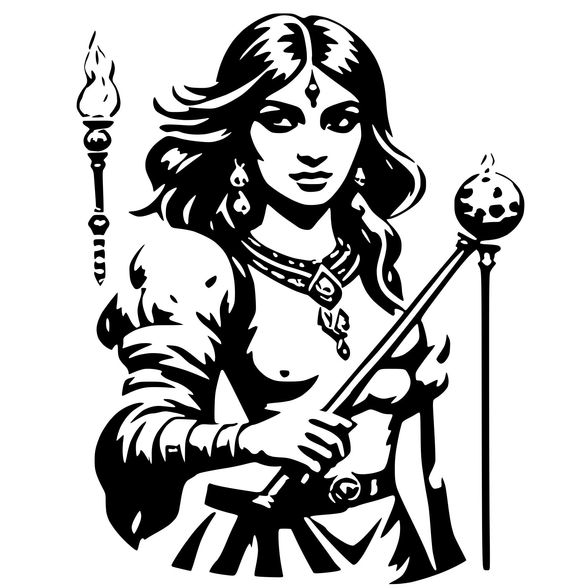 AI-generated SVG of a a beautiful indian sorceress with a staff in one hand and a fiery ball in the other AI-generated SVG of a a beautiful indian sorceress with a staff in one hand and a fiery ball in the other