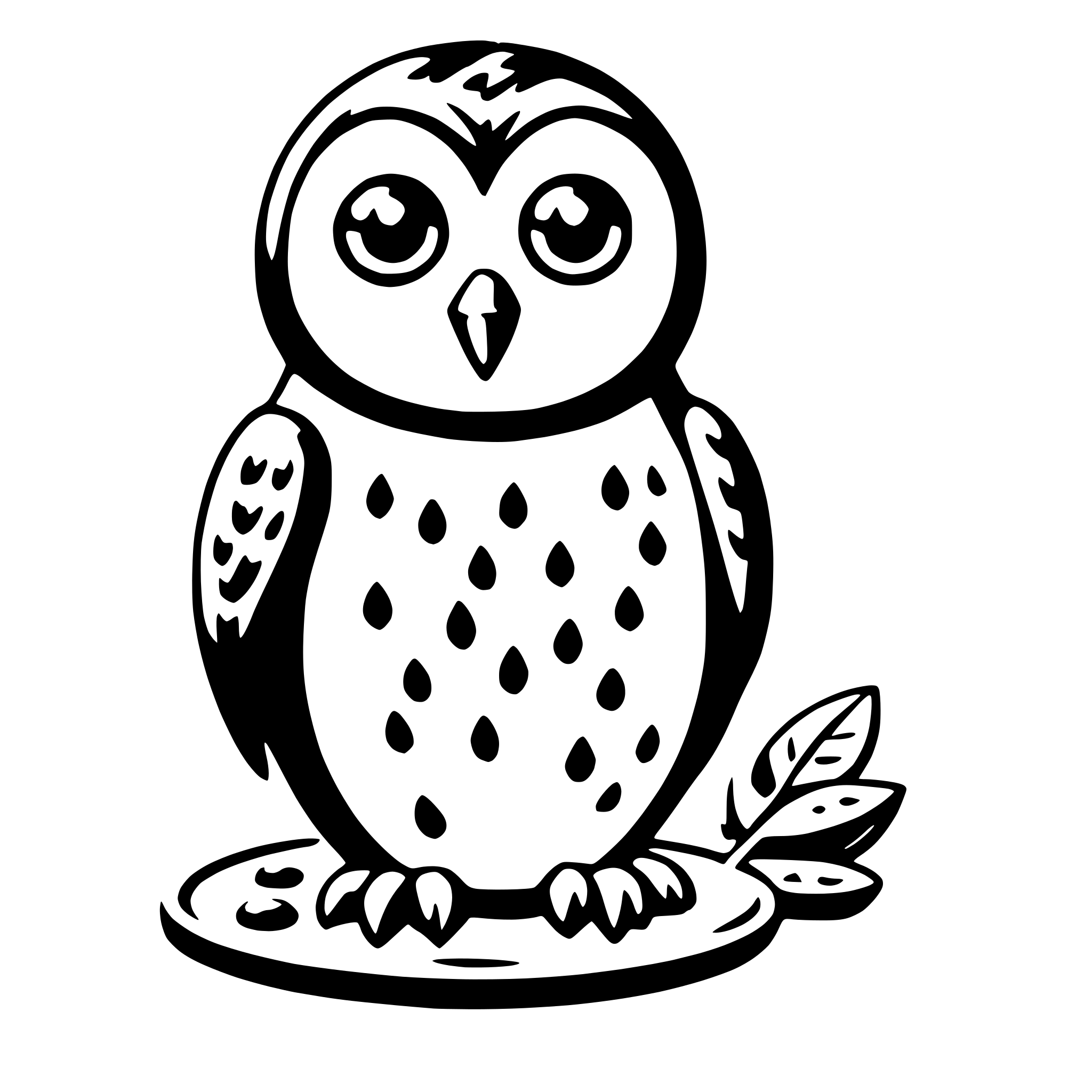 AI-generated SVG of a owl with oatmeal