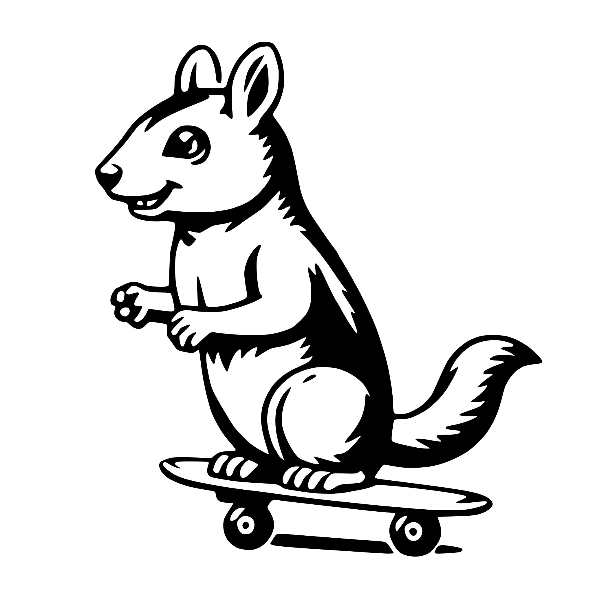 AI-generated SVG of a squirrel with skateboard