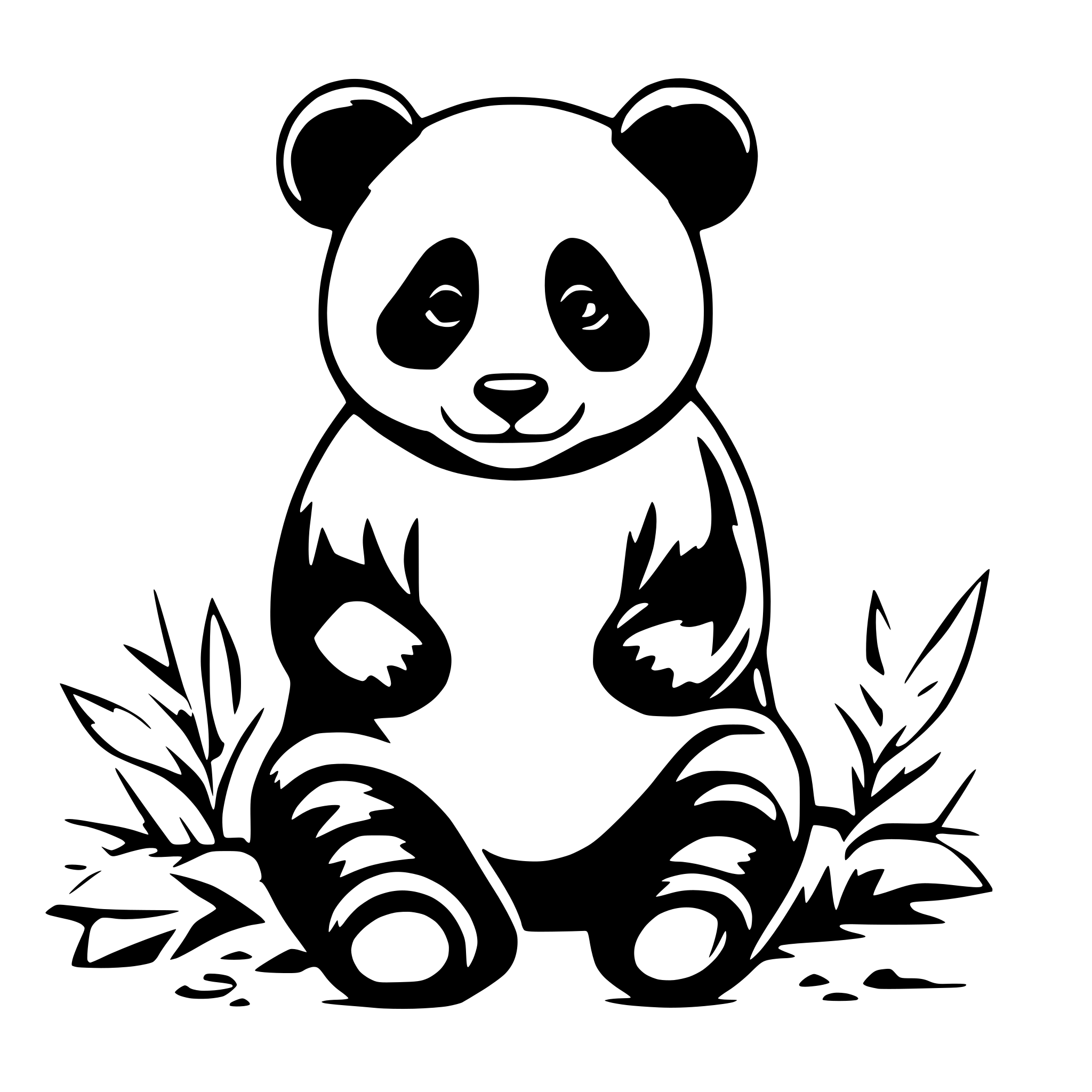 AI-generated SVG of 'Create a simple coloring book page featuring a cute panda with all lines of equal thickness and no background.'