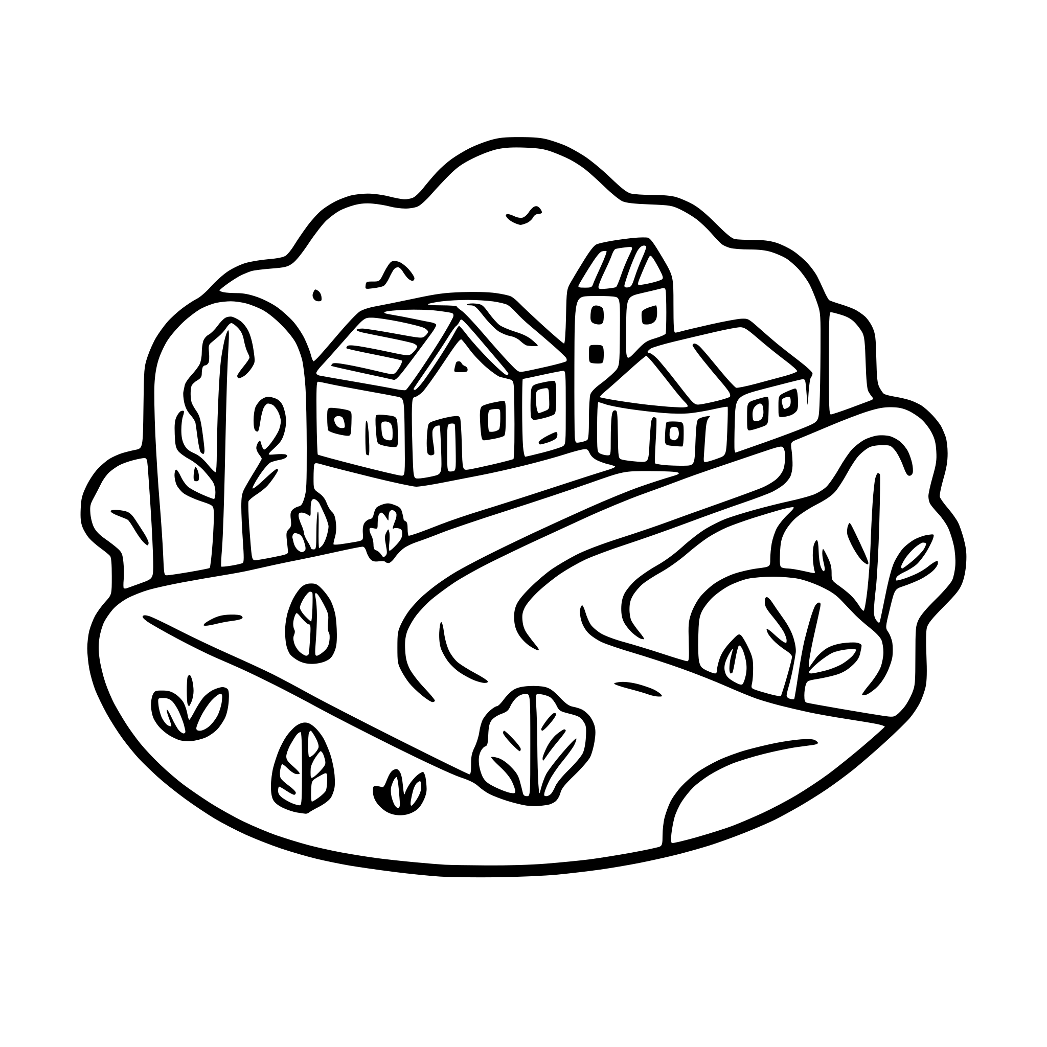 AI-generated SVG of a Valley town