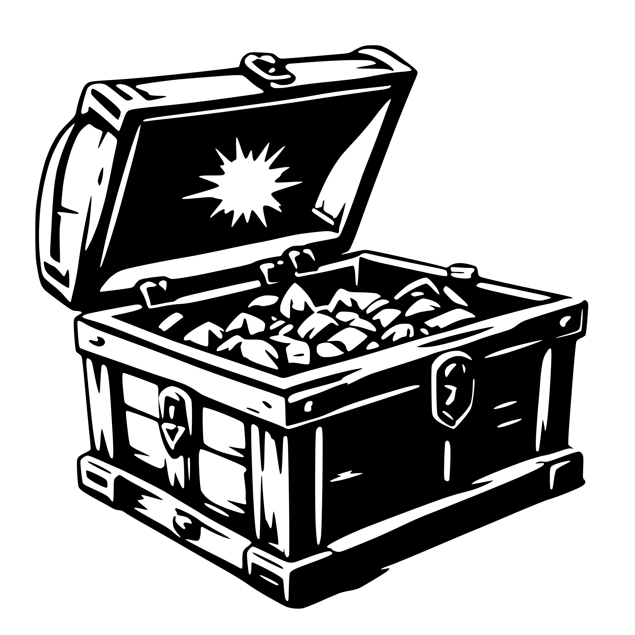 AI-generated SVG of 'open treasure chest with glowing'