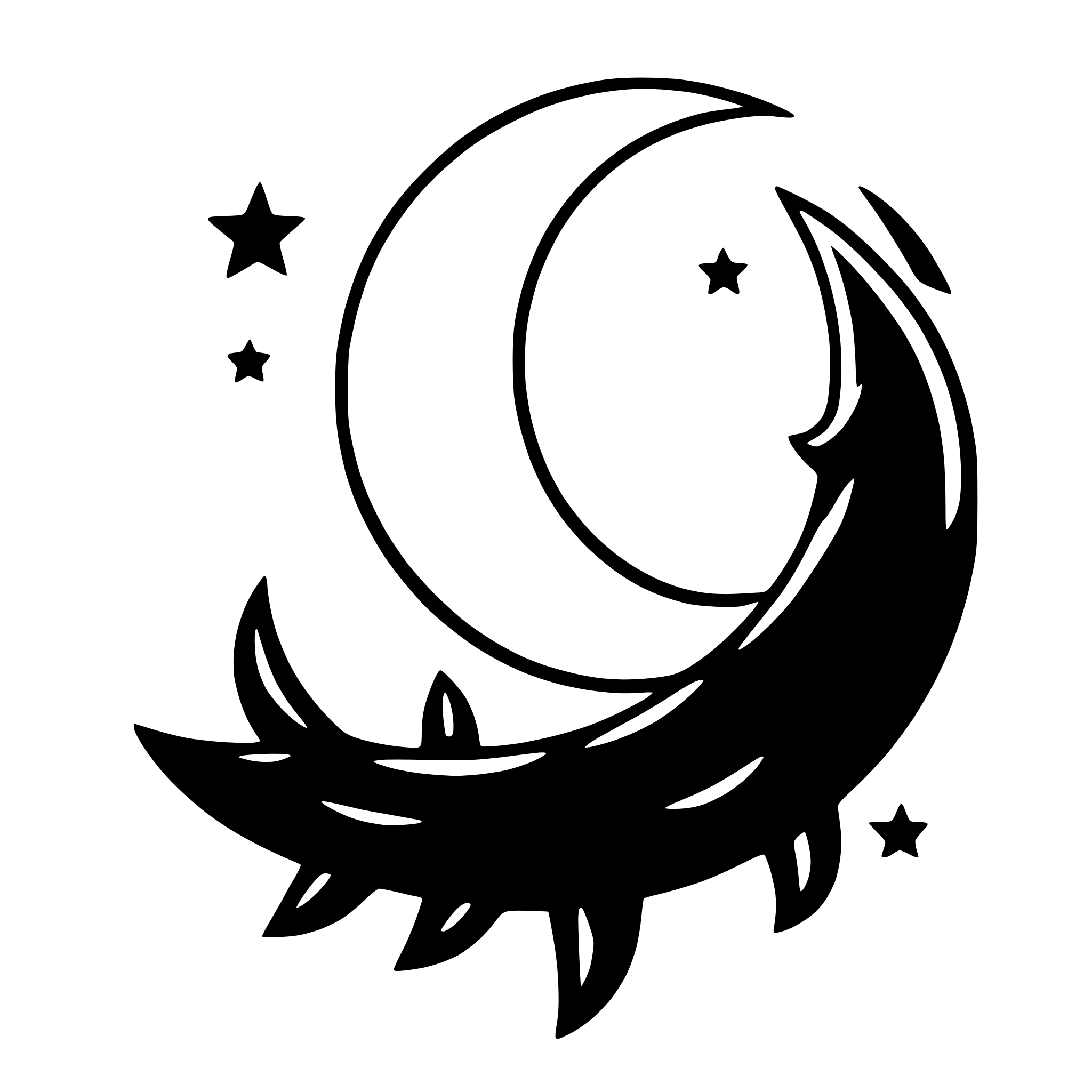 AI-generated SVG of 'crescent moon and stars'