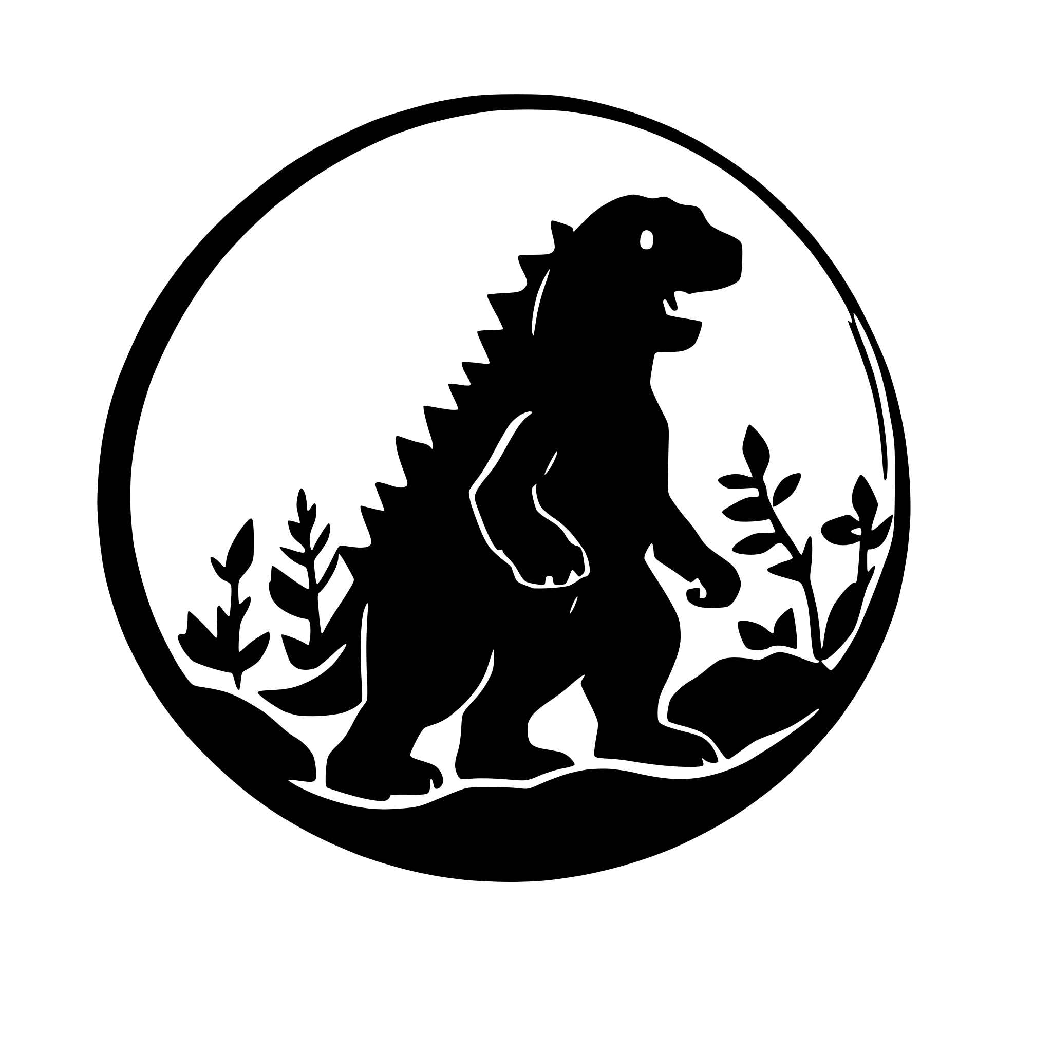 AI-generated SVG of a godzilla, bubble style