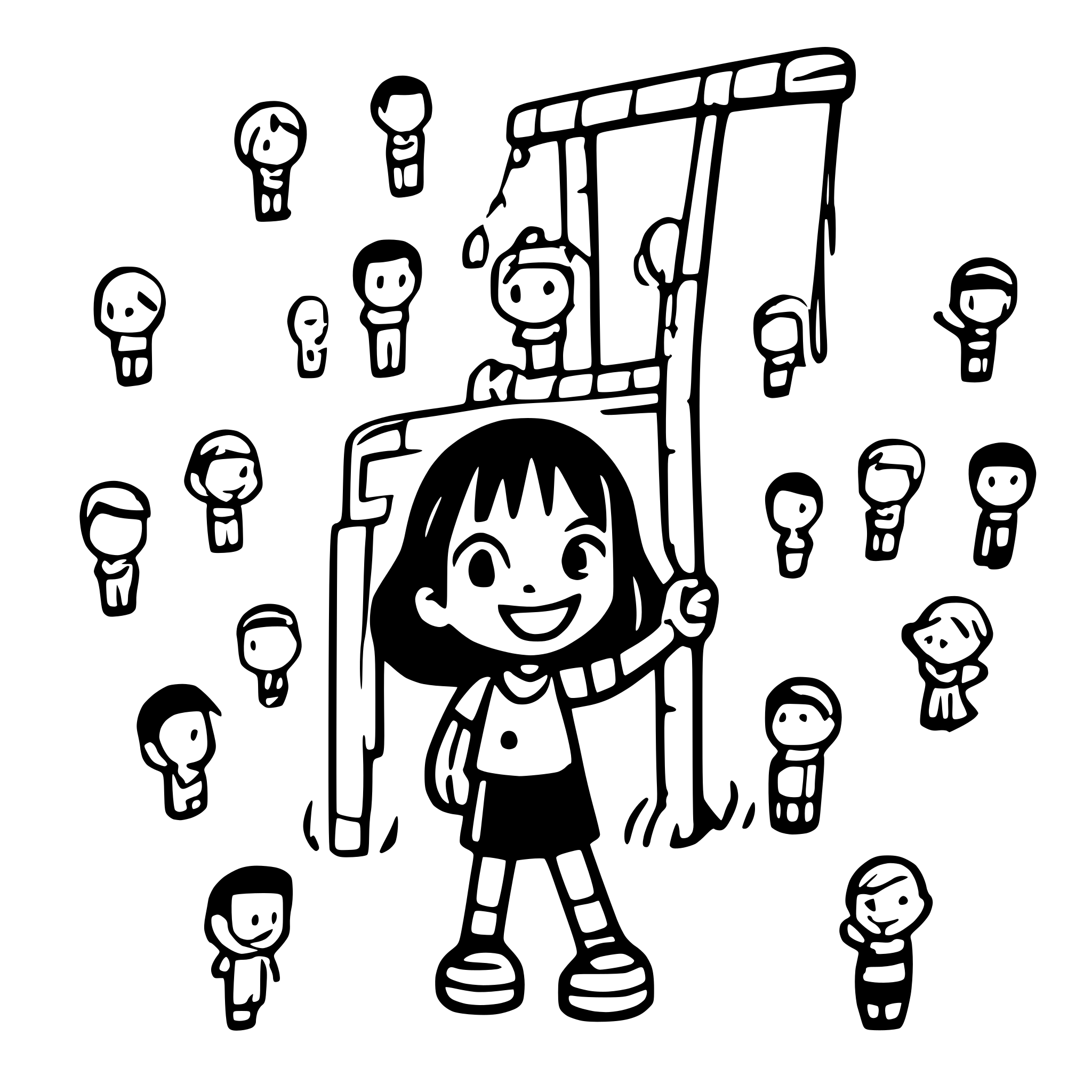 AI-generated SVG of a many children with smiling face paying on the playground