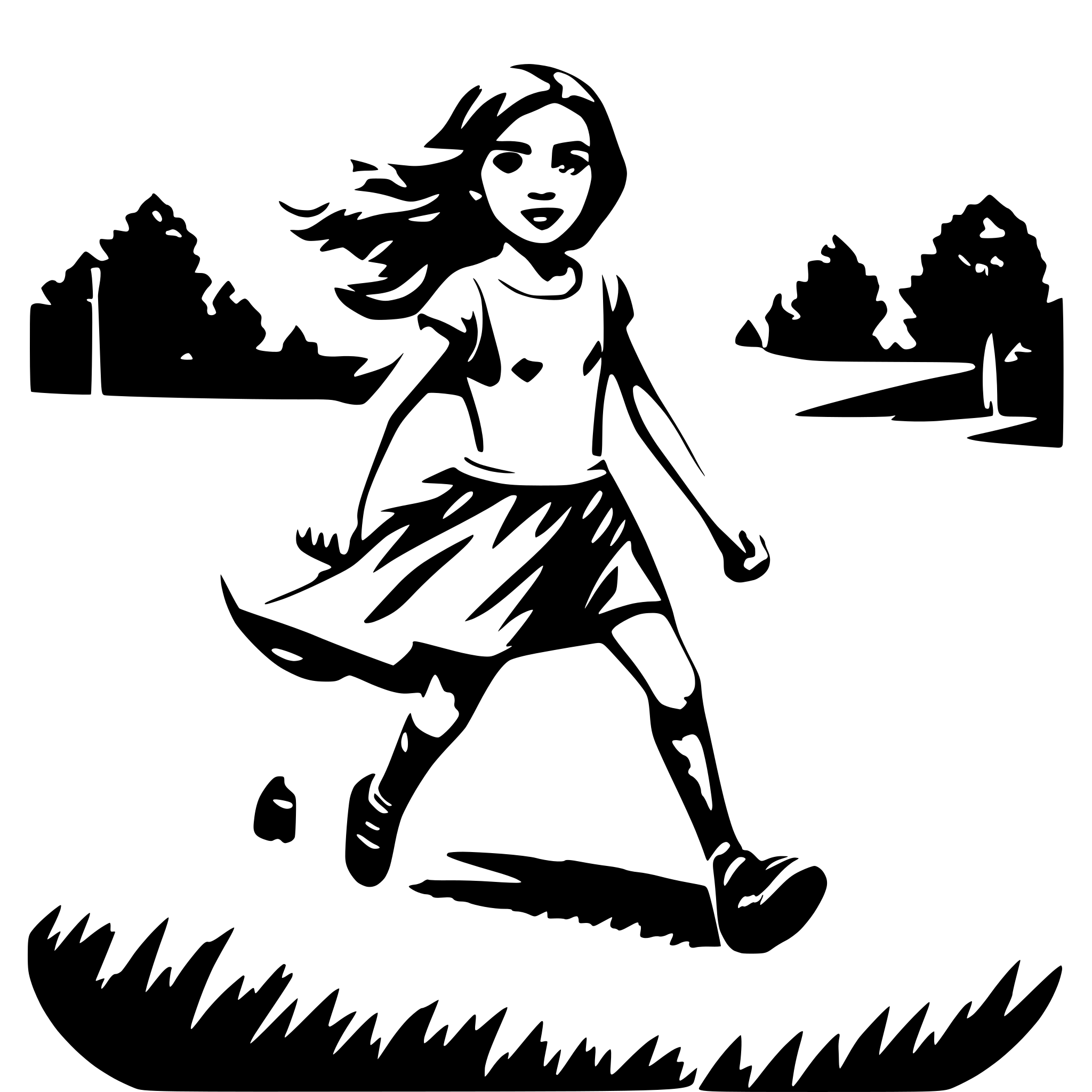 AI-generated SVG of 'girl running in meadows'