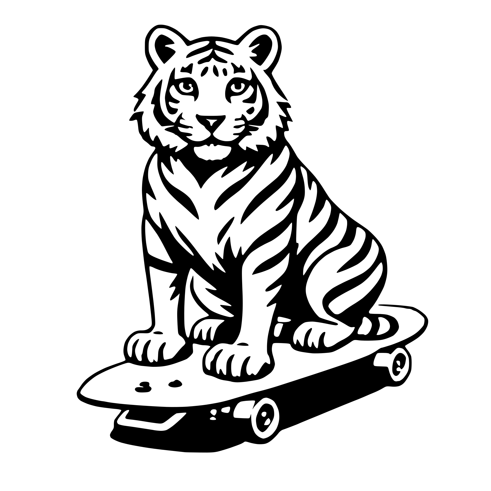 AI-generated SVG of 'tiger with skateboard'