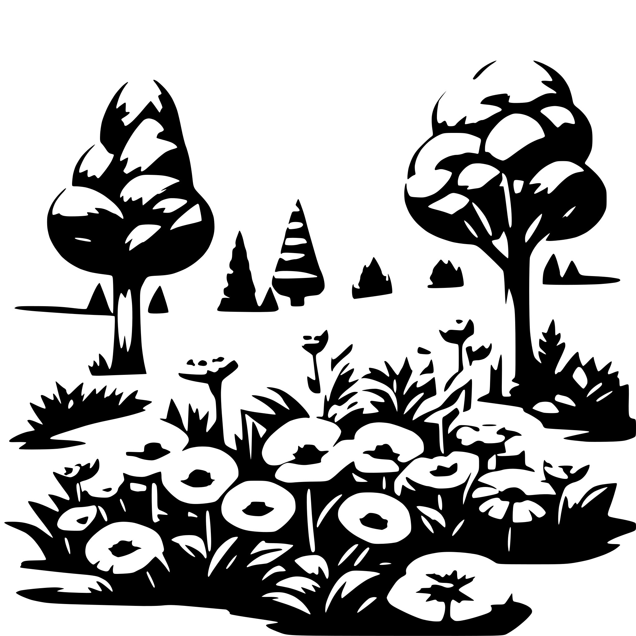AI-generated SVG of 'group of flowers and trees'