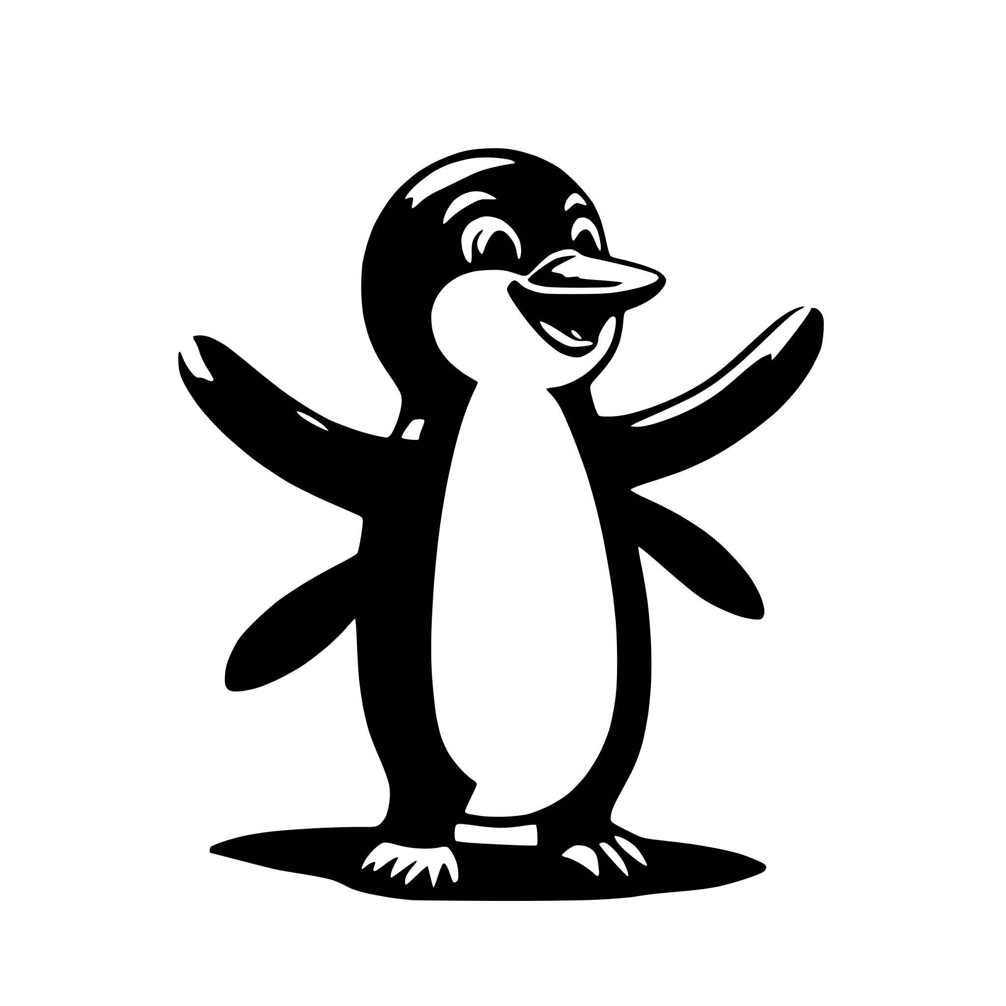 AI-generated SVG of 'happy waving penguin'