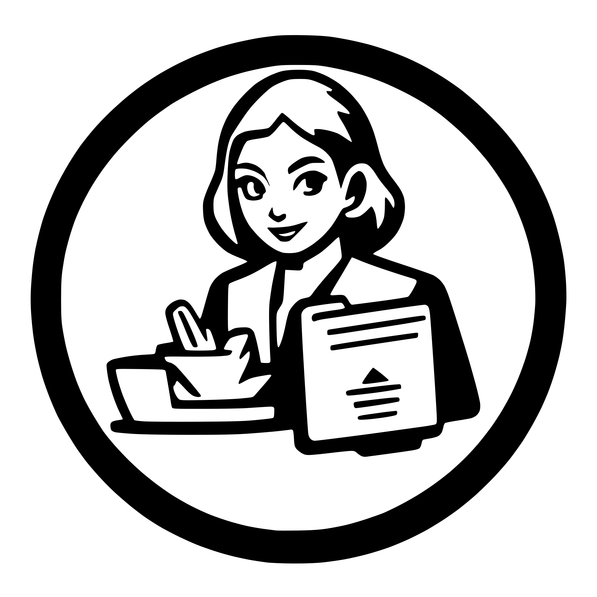 AI-generated SVG of a a hobbit writing an invoice, circular icon, label AI-generated SVG of a a hobbit writing an invoice, circular icon, label