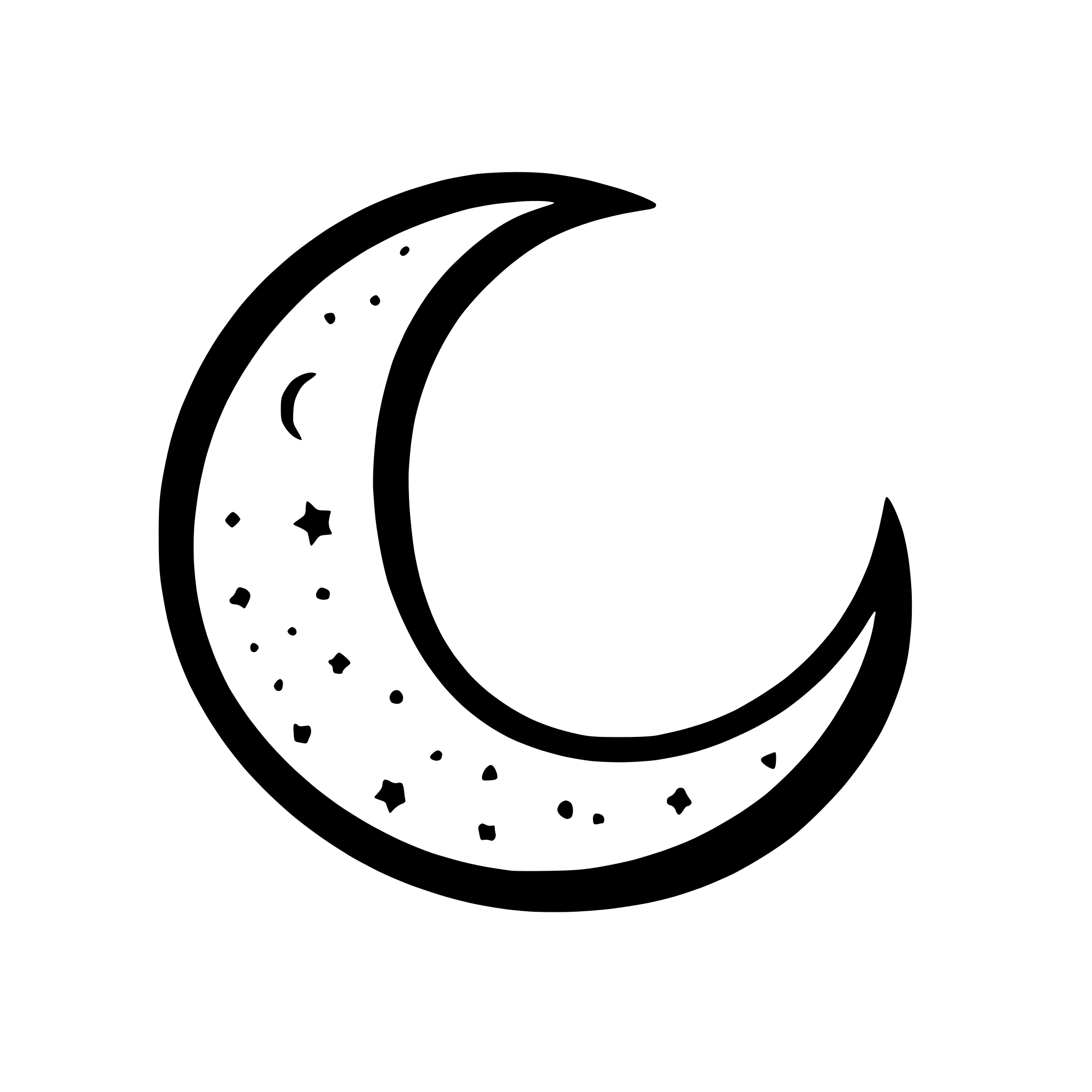 AI-generated SVG of a crescent moon with stars