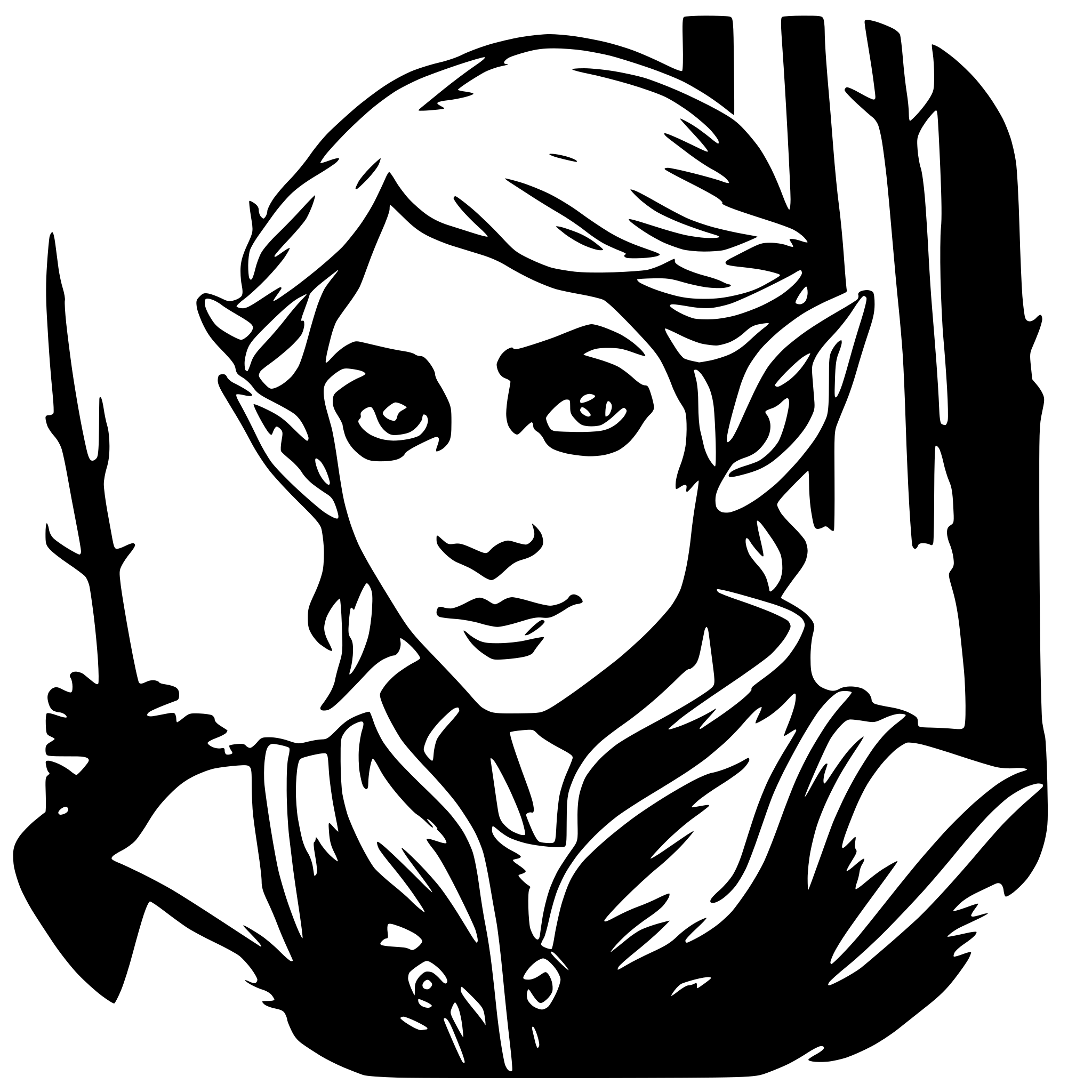 AI-generated SVG of a forest elf mtg